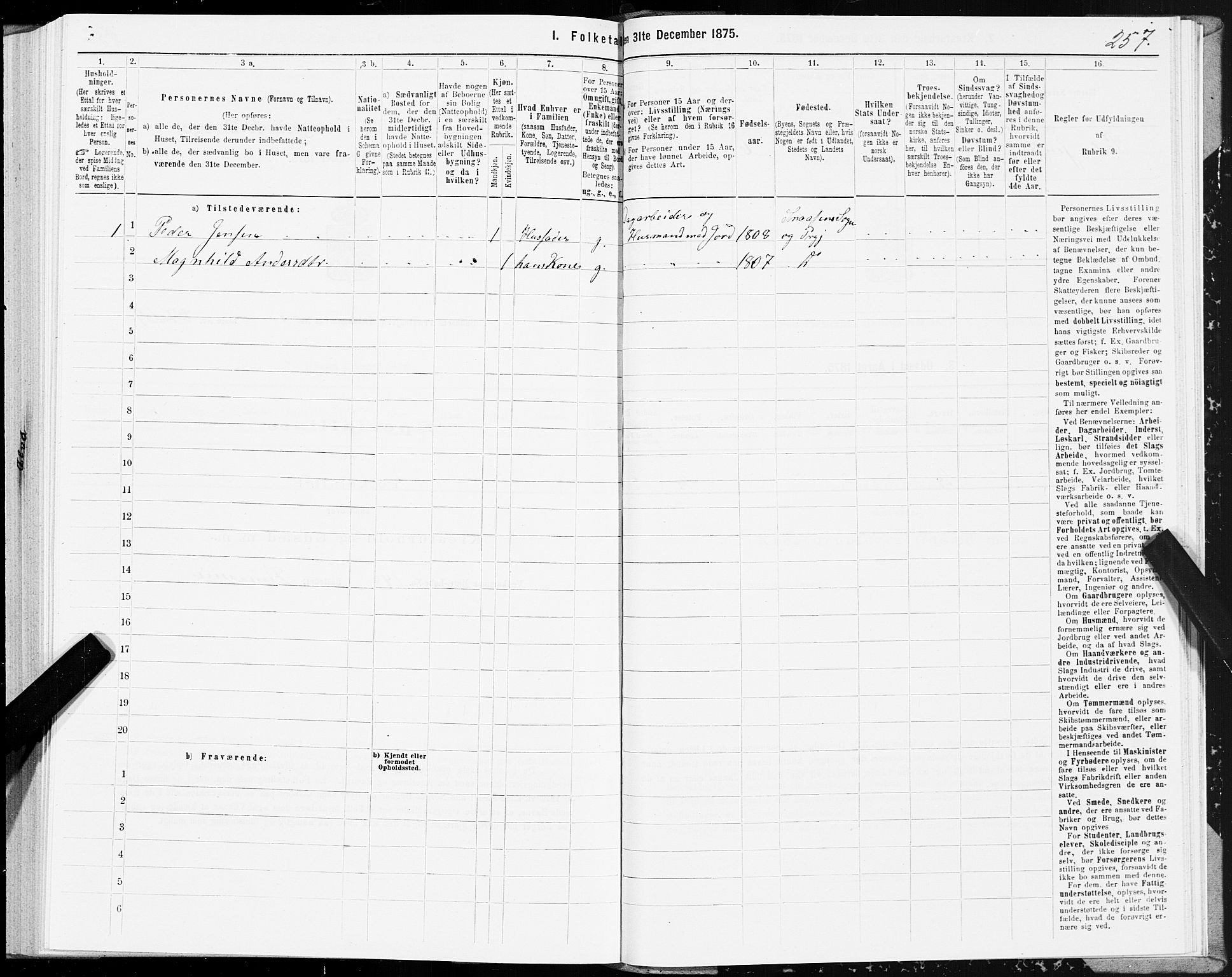 SAT, 1875 census for 1736P Snåsa, 1875, p. 3257