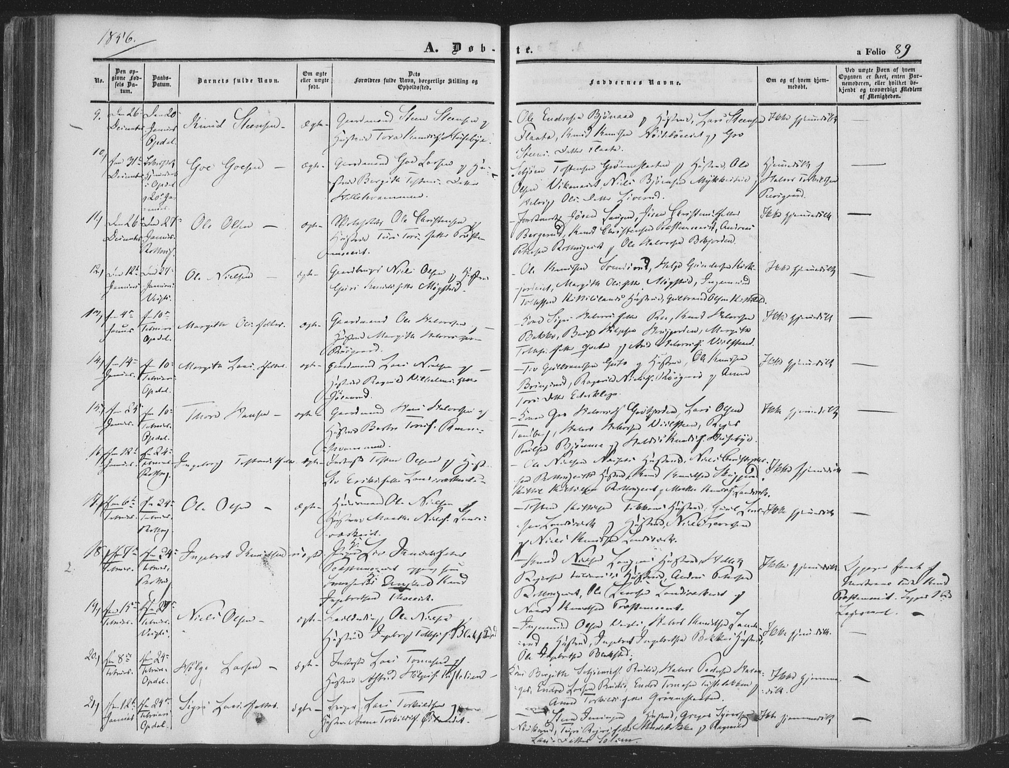 Rollag kirkebøker, SAKO/A-240/F/Fa/L0008: Parish register (official) no. I 8, 1847-1860, p. 89