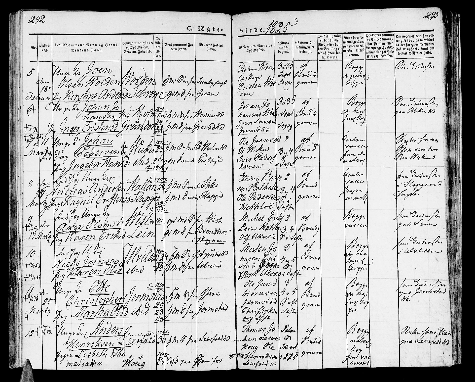 Ministerialprotokoller, klokkerbøker og fødselsregistre - Nord-Trøndelag, SAT/A-1458/723/L0237: Parish register (official) no. 723A06, 1822-1830, p. 292-293