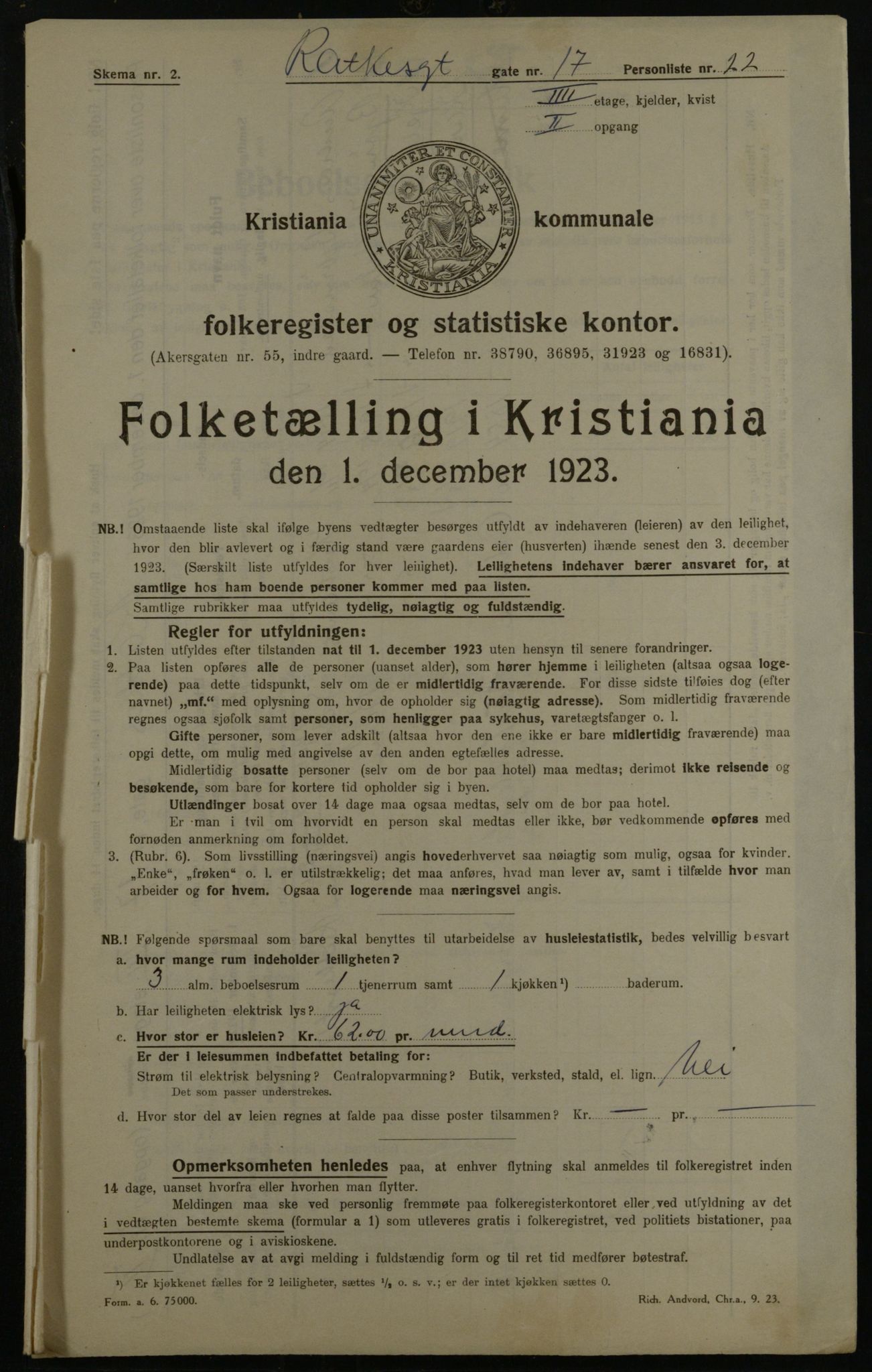 OBA, Municipal Census 1923 for Kristiania, 1923, p. 91314