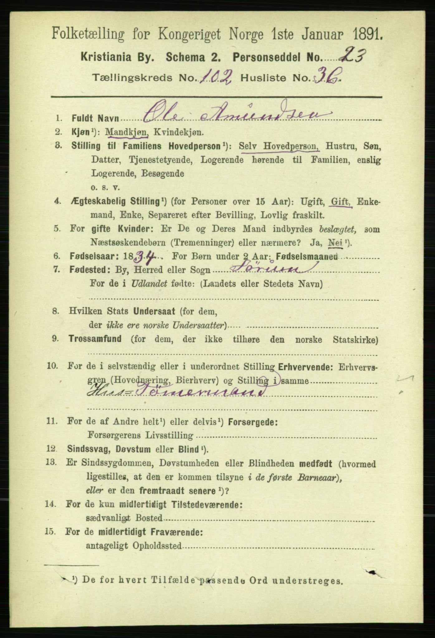 RA, 1891 census for 0301 Kristiania, 1891, p. 51310