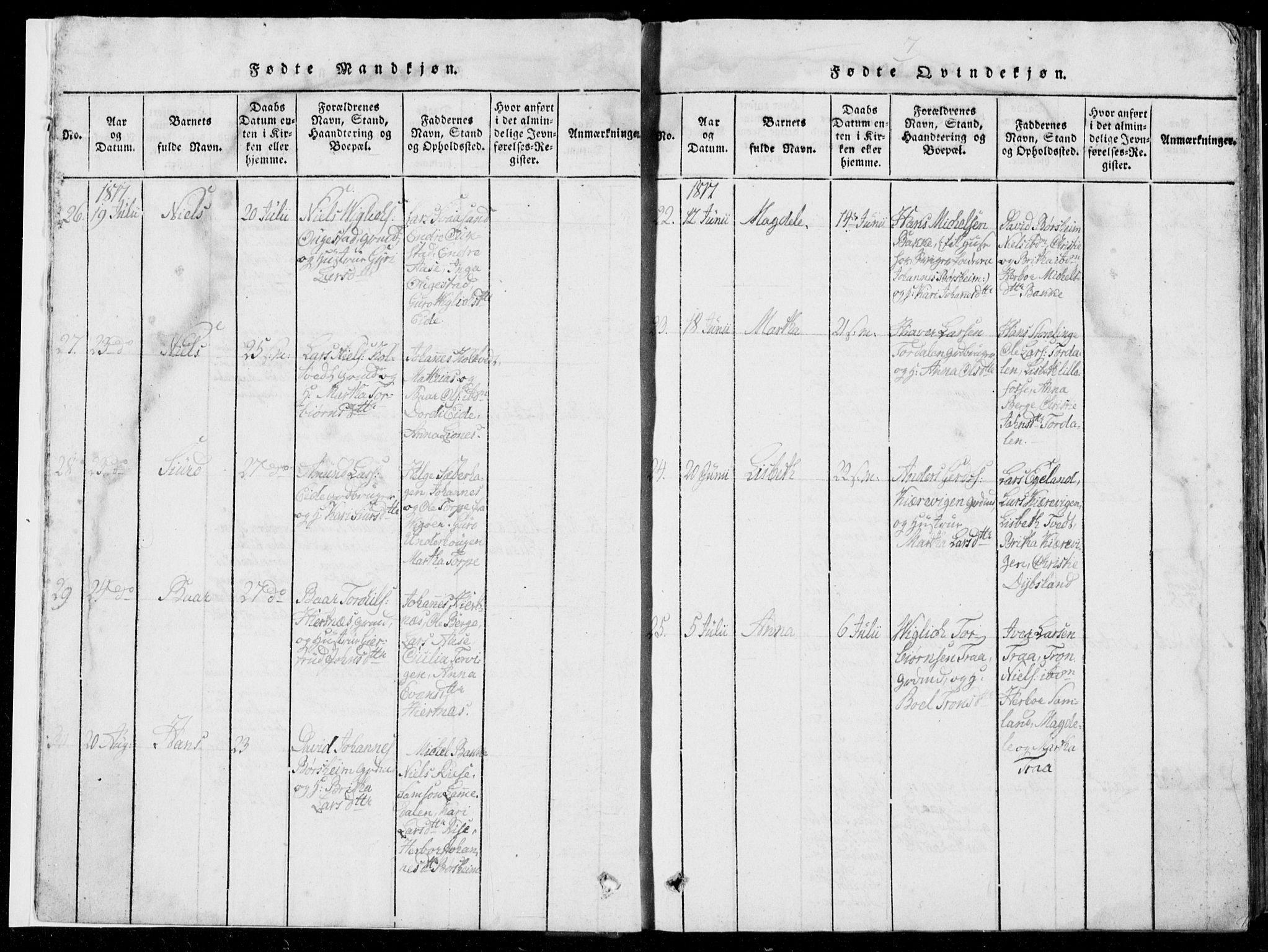 Strandebarm sokneprestembete, AV/SAB-A-78401/H/Hab: Parish register (copy) no. A  1, 1816-1826, p. 7