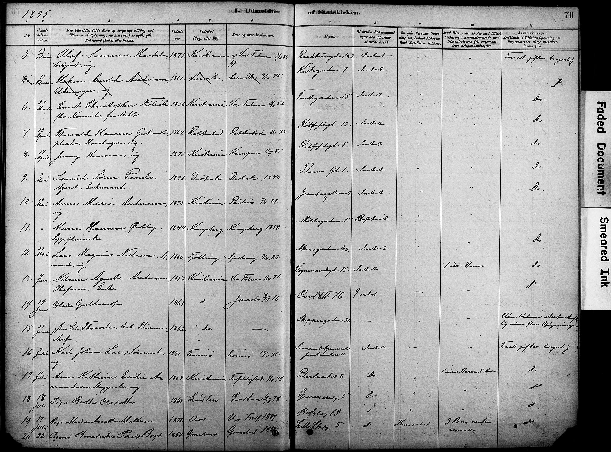 Oslo domkirke Kirkebøker, SAO/A-10752/F/Fa/L0038: Parish register (official) no. 38, 1878-1921, p. 76