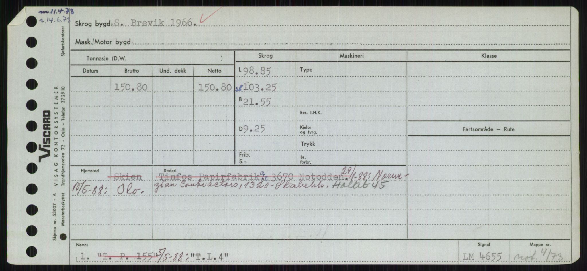 Sjøfartsdirektoratet med forløpere, Skipsmålingen, RA/S-1627/H/Hc/L0001: Lektere, A-Y, p. 433