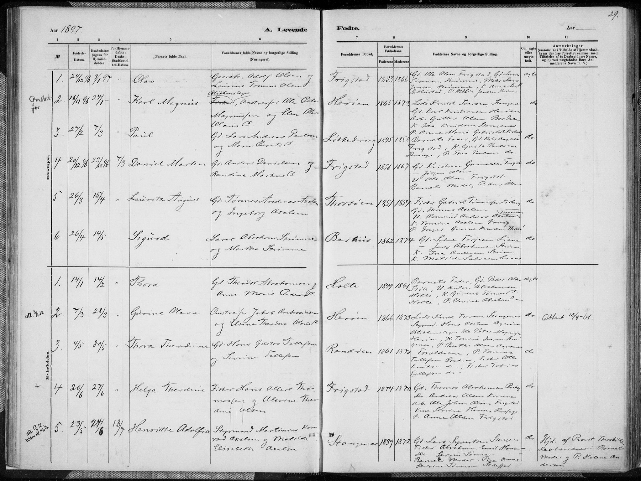 Oddernes sokneprestkontor, AV/SAK-1111-0033/F/Fa/Fab/L0002: Parish register (official) no. A 2, 1884-1903, p. 29