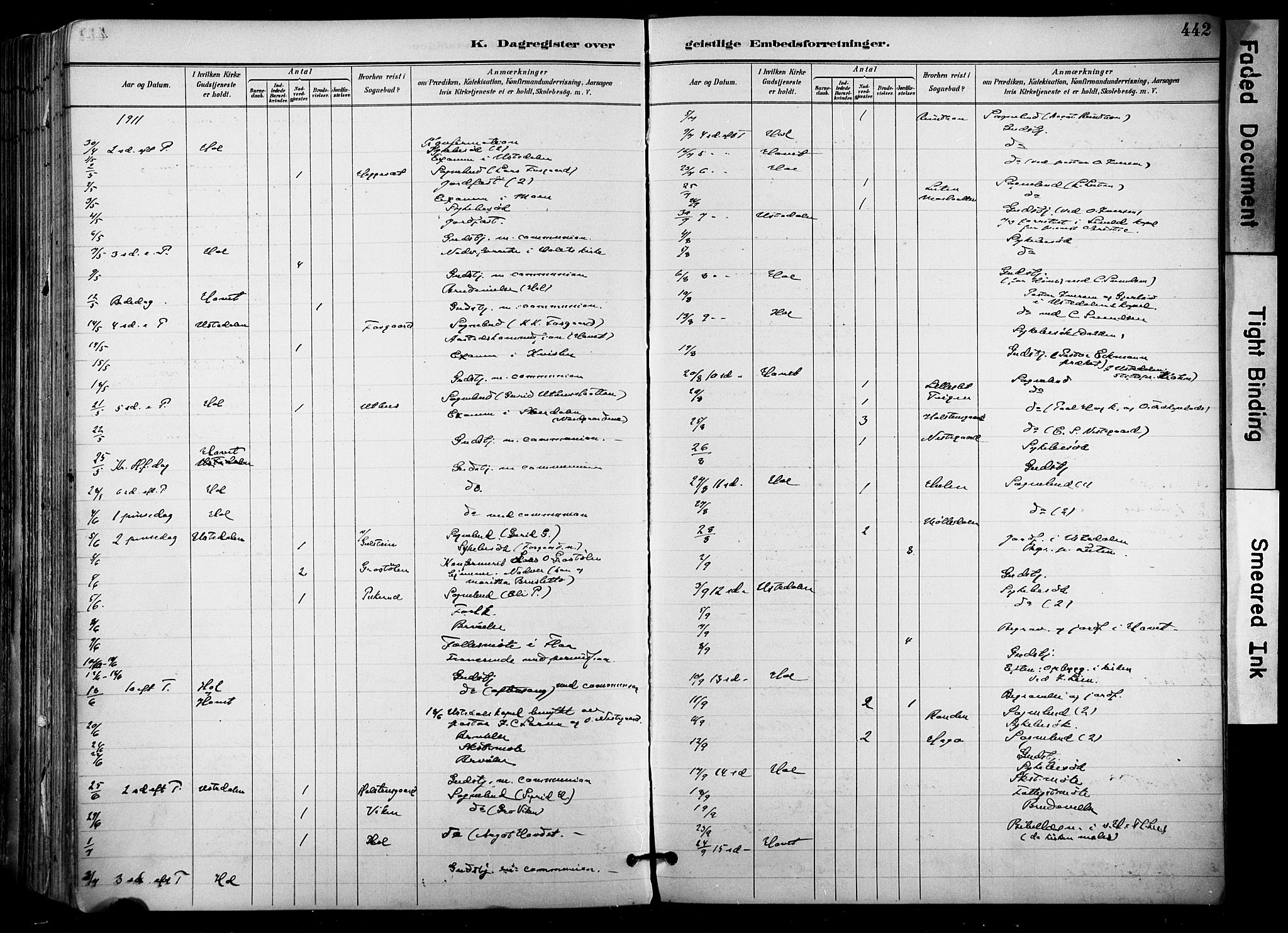 Hol kirkebøker, AV/SAKO-A-227/F/Fa/L0003: Parish register (official) no. I 3, 1887-1918, p. 442