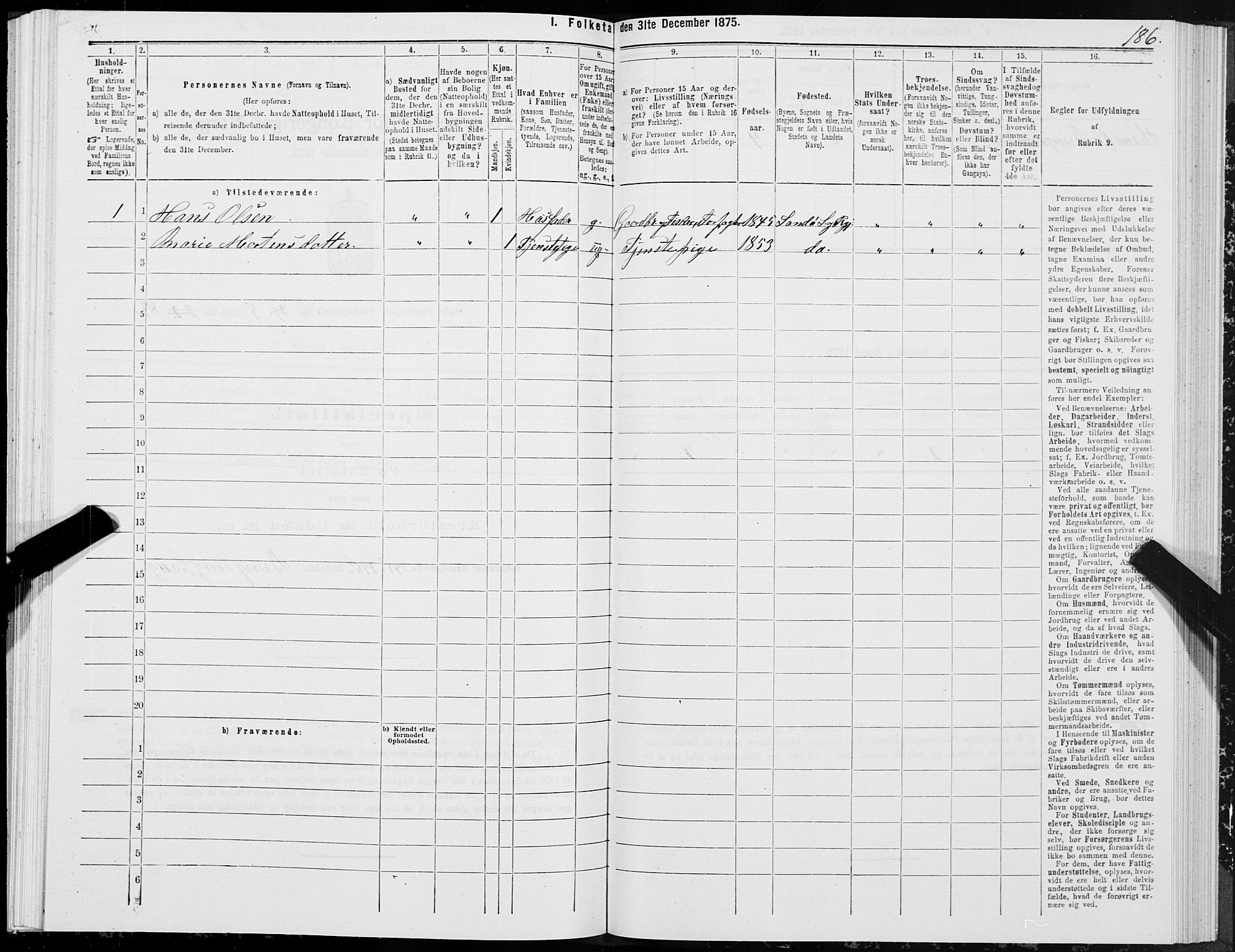 SAT, 1875 census for 1514P Sande, 1875, p. 3186