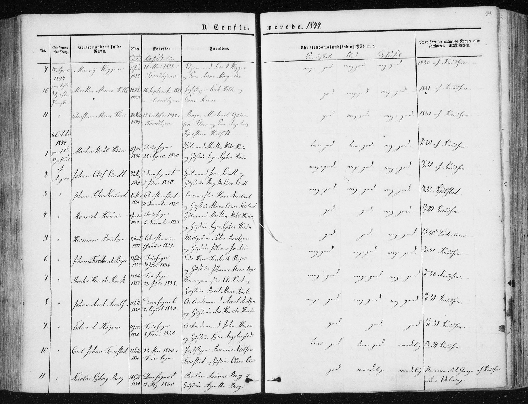 Ministerialprotokoller, klokkerbøker og fødselsregistre - Sør-Trøndelag, AV/SAT-A-1456/602/L0110: Parish register (official) no. 602A08, 1840-1854, p. 150