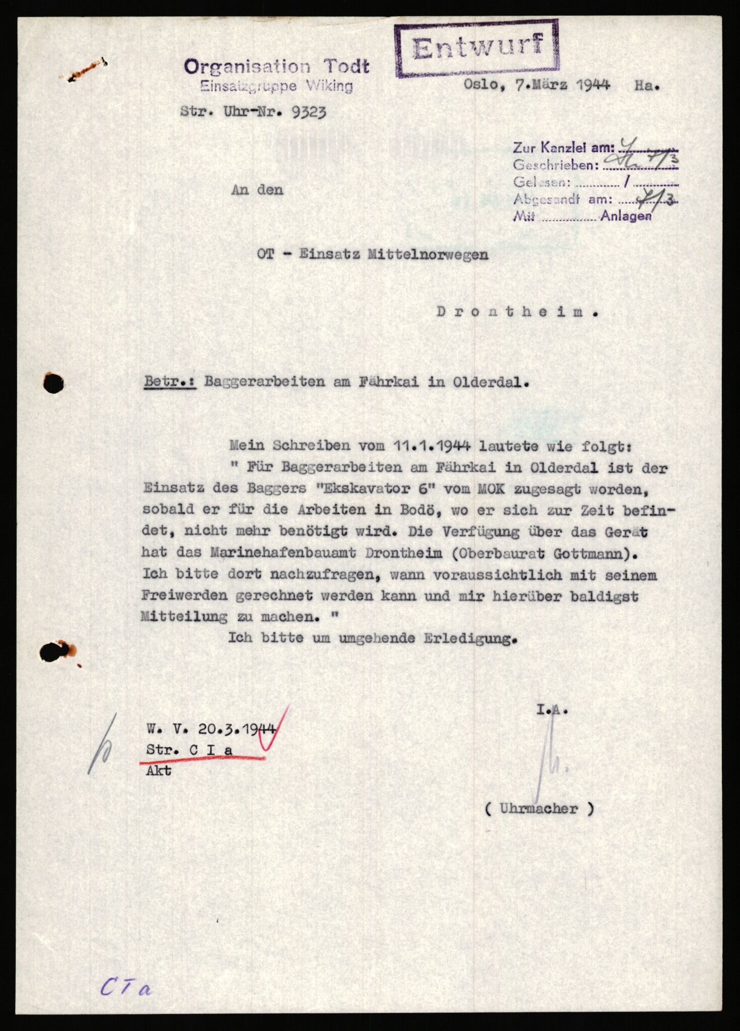 Tyske arkiver, Organisation Todt (OT), Einsatzgruppe Wiking, AV/RA-RAFA-2188/1/E/E2/E2d/L0023: Fähren und Anlegen, 1942-1944, p. 70