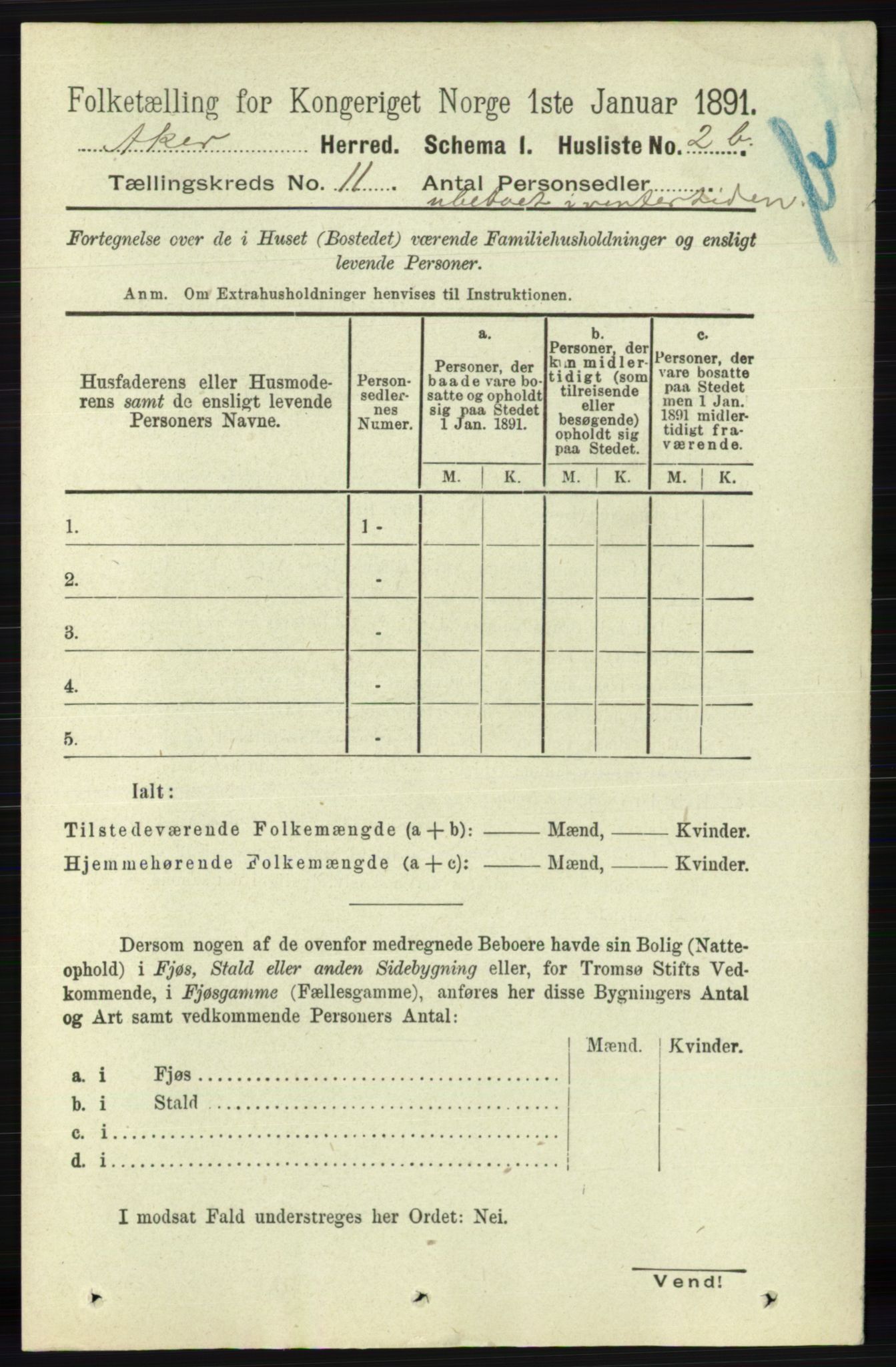 RA, 1891 census for 0218 Aker, 1891, p. 10053