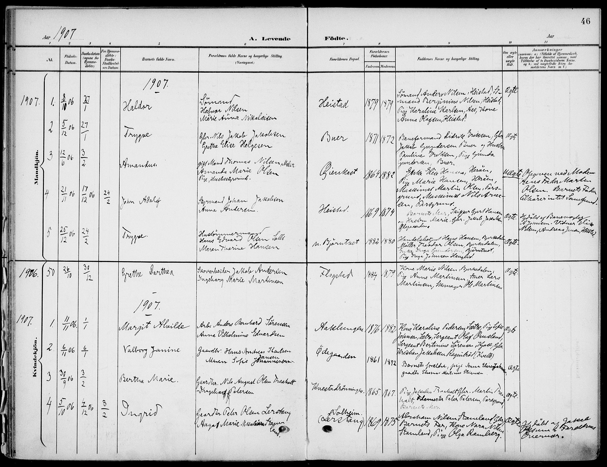 Eidanger kirkebøker, SAKO/A-261/F/Fa/L0013: Parish register (official) no. 13, 1900-1913, p. 46