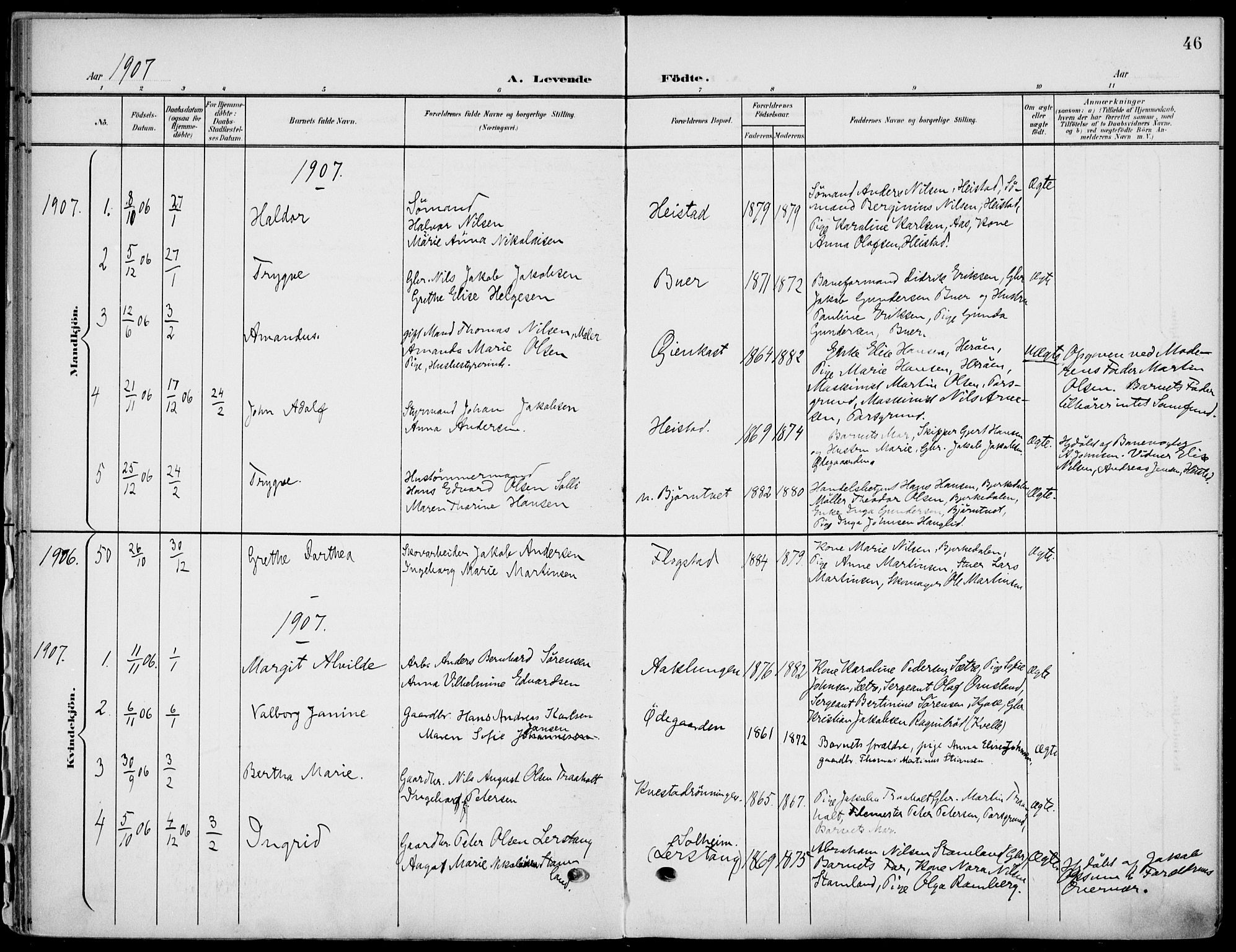Eidanger kirkebøker, AV/SAKO-A-261/F/Fa/L0013: Parish register (official) no. 13, 1900-1913, p. 46