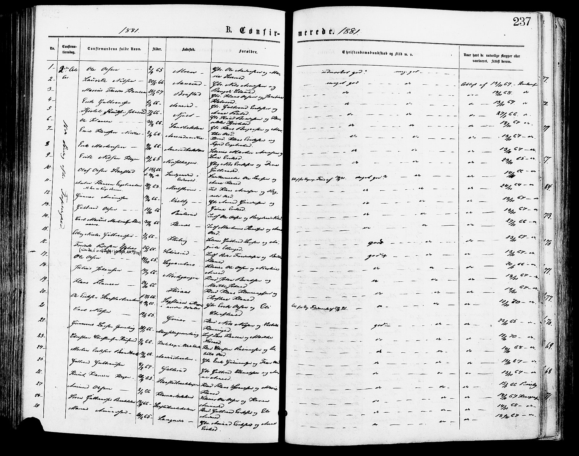 Sør-Odal prestekontor, AV/SAH-PREST-030/H/Ha/Haa/L0005: Parish register (official) no. 5, 1876-1885, p. 237