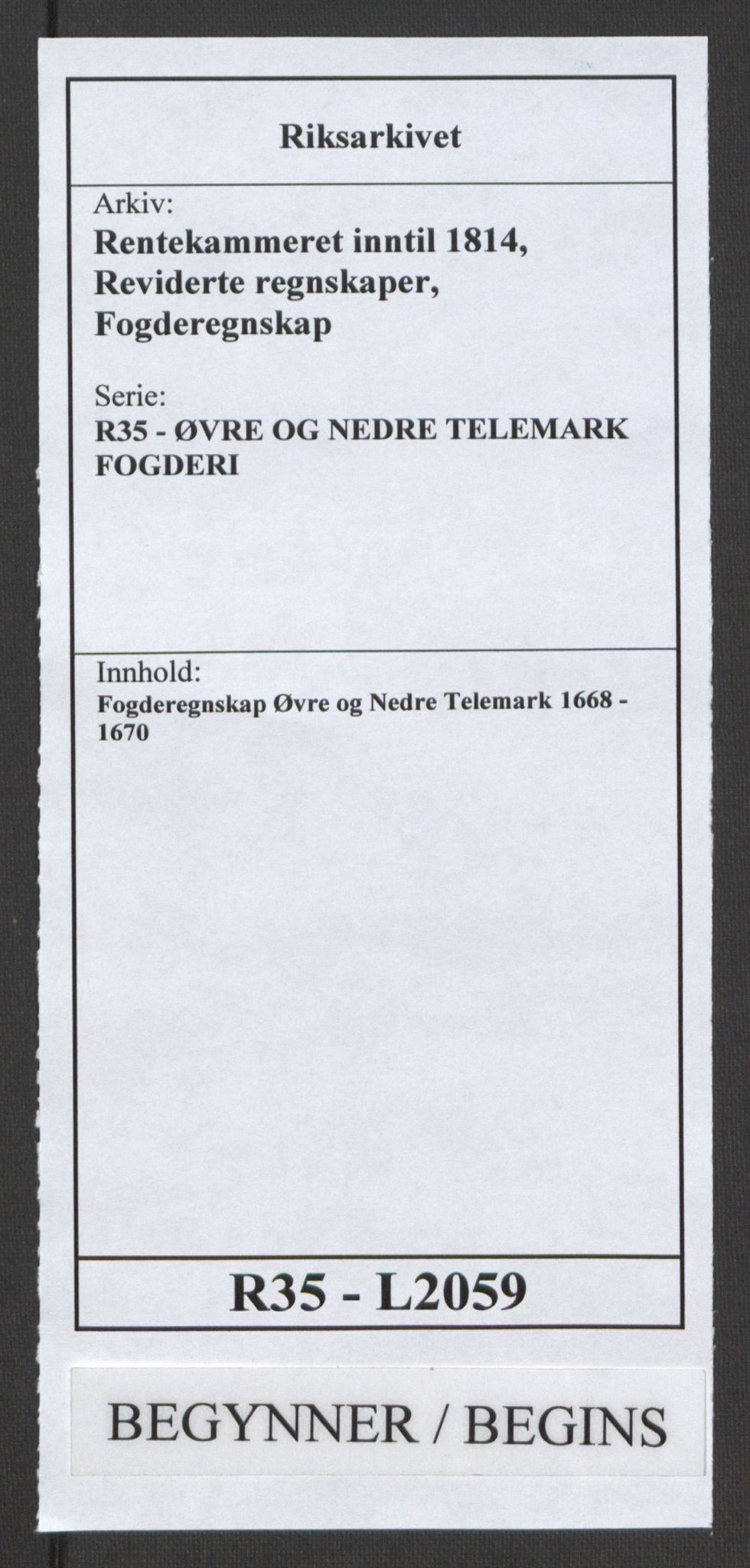 Rentekammeret inntil 1814, Reviderte regnskaper, Fogderegnskap, RA/EA-4092/R35/L2059: Fogderegnskap Øvre og Nedre Telemark, 1668-1670, p. 1