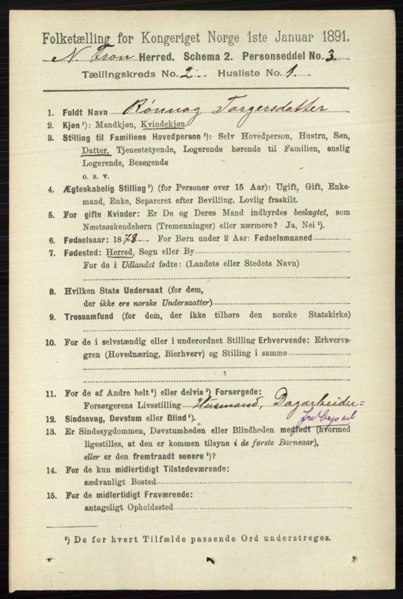 RA, 1891 census for 0518 Nord-Fron, 1891, p. 343