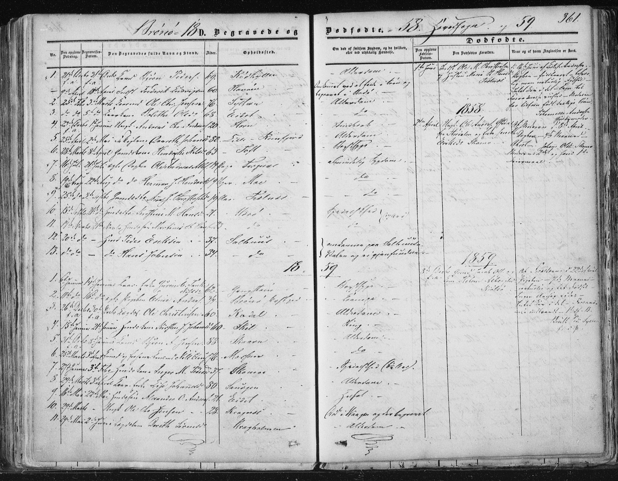 Ministerialprotokoller, klokkerbøker og fødselsregistre - Nordland, AV/SAT-A-1459/813/L0198: Parish register (official) no. 813A08, 1834-1874, p. 361