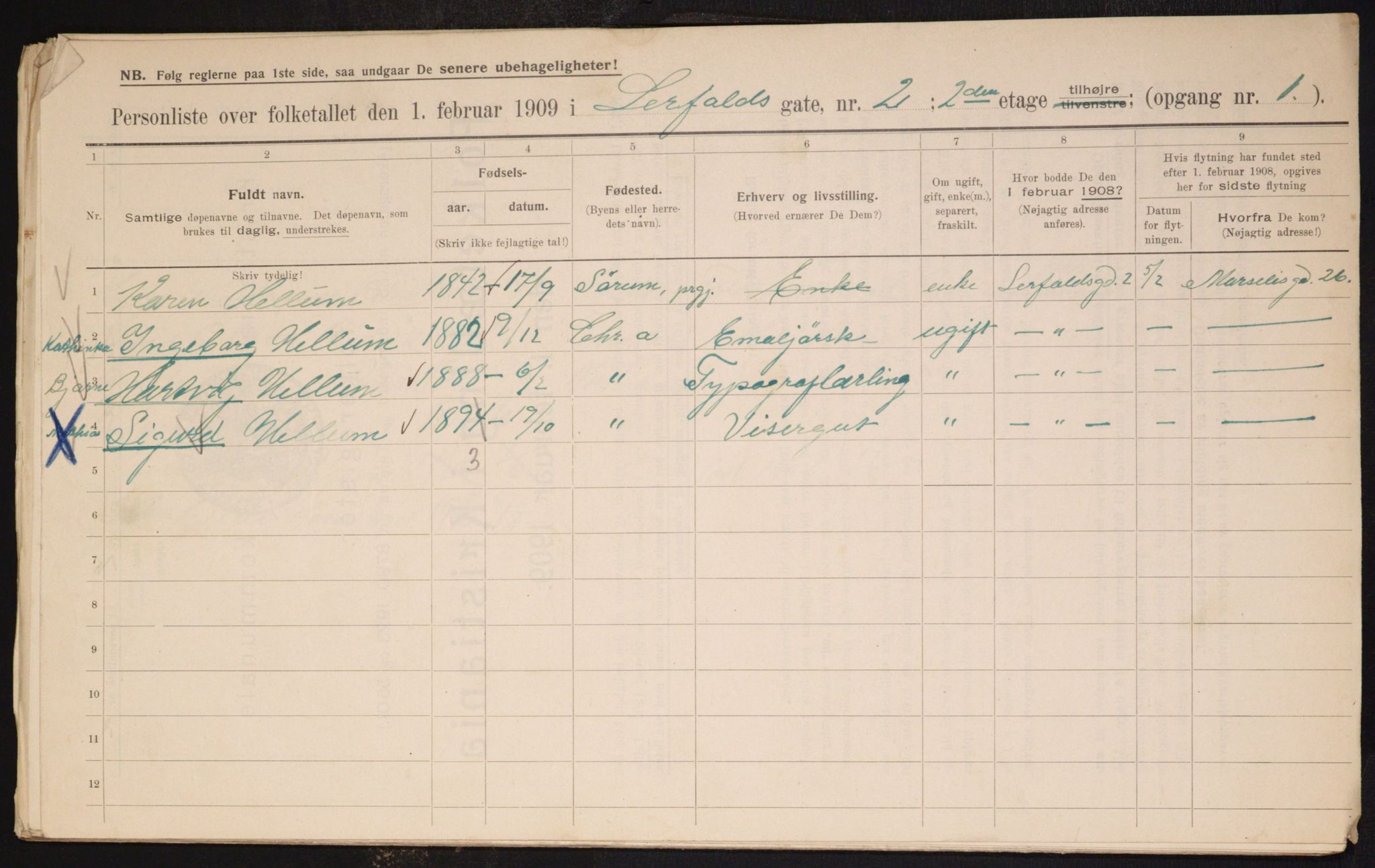 OBA, Municipal Census 1909 for Kristiania, 1909, p. 52237