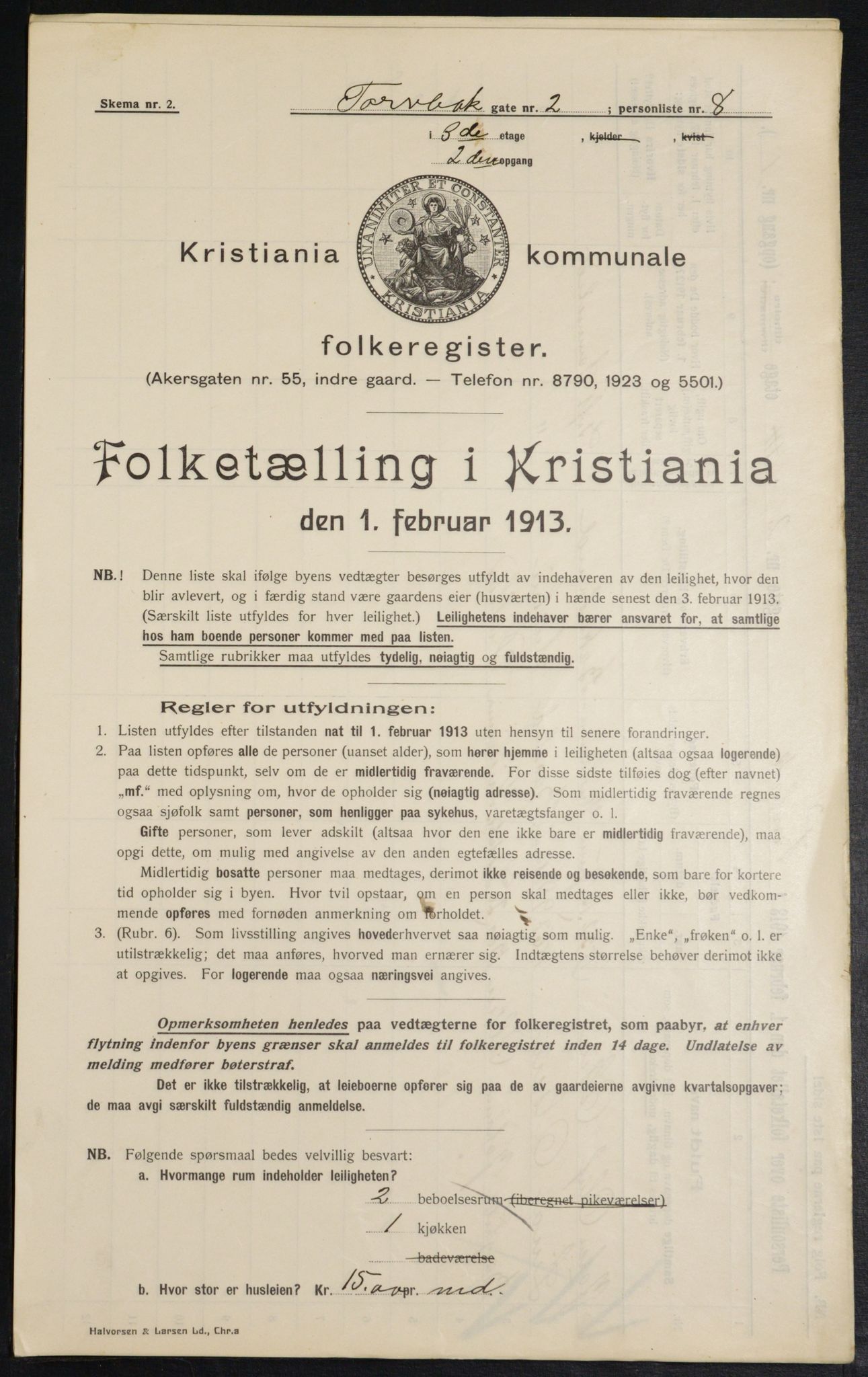 OBA, Municipal Census 1913 for Kristiania, 1913, p. 114985