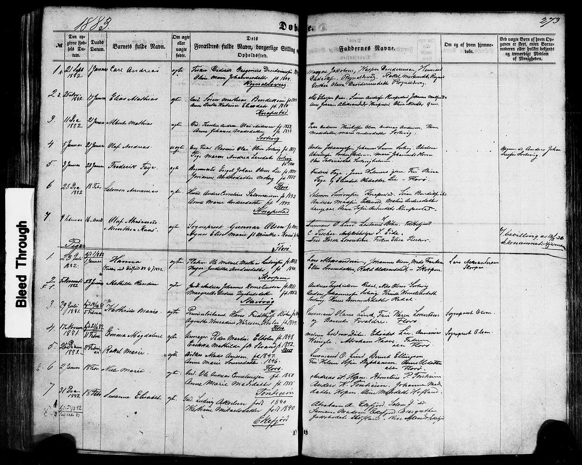 Kinn sokneprestembete, SAB/A-80801/H/Haa/Haaa/L0006: Parish register (official) no. A 6, 1857-1885, p. 273