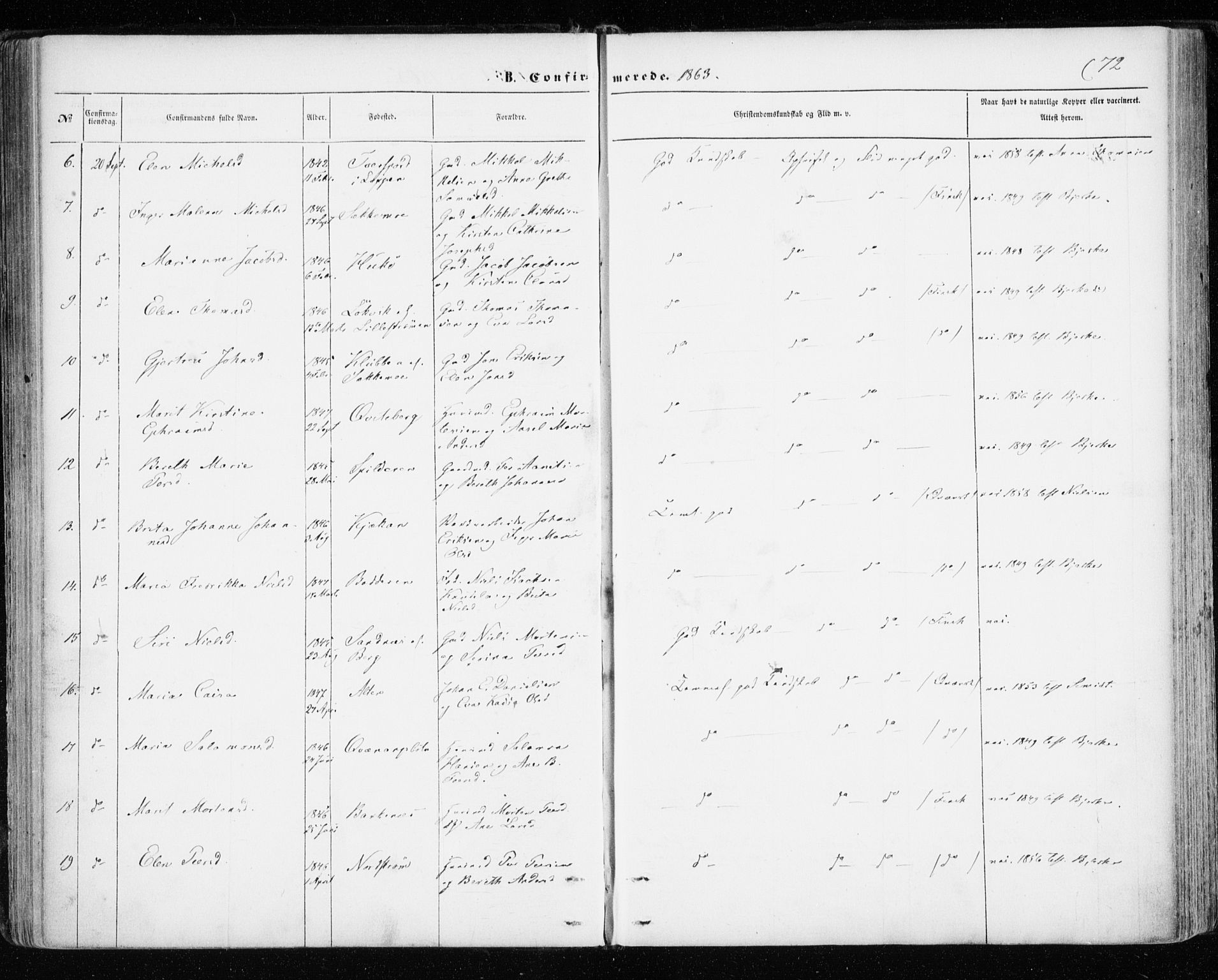 Skjervøy sokneprestkontor, SATØ/S-1300/H/Ha/Haa/L0011kirke: Parish register (official) no. 11, 1861-1877, p. 72