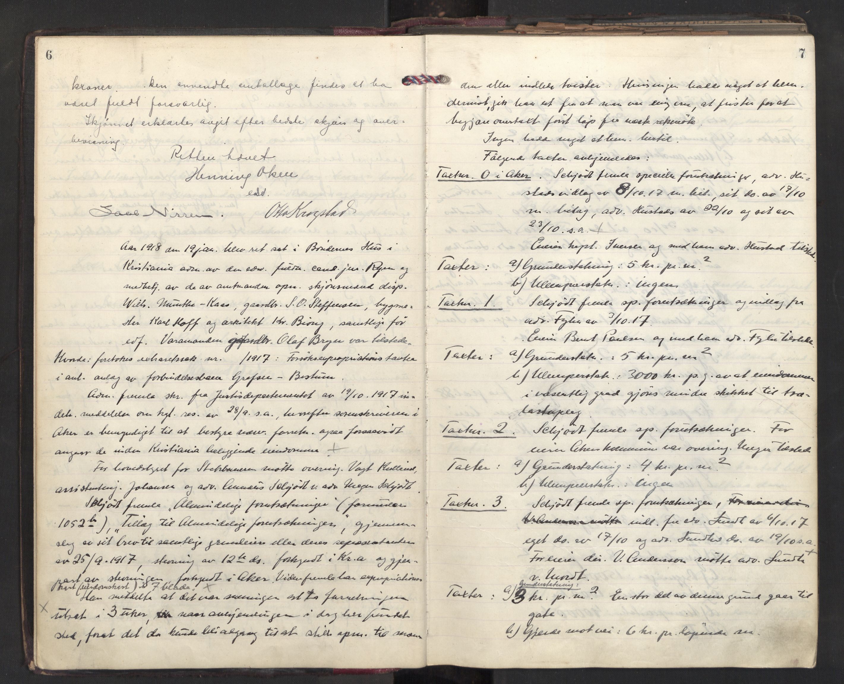 Aker sorenskriveri, AV/SAO-A-10895/F/Fc/Fcb/L0081: Ekstrarettsprotokoll, 1918-1919, p. 6-7