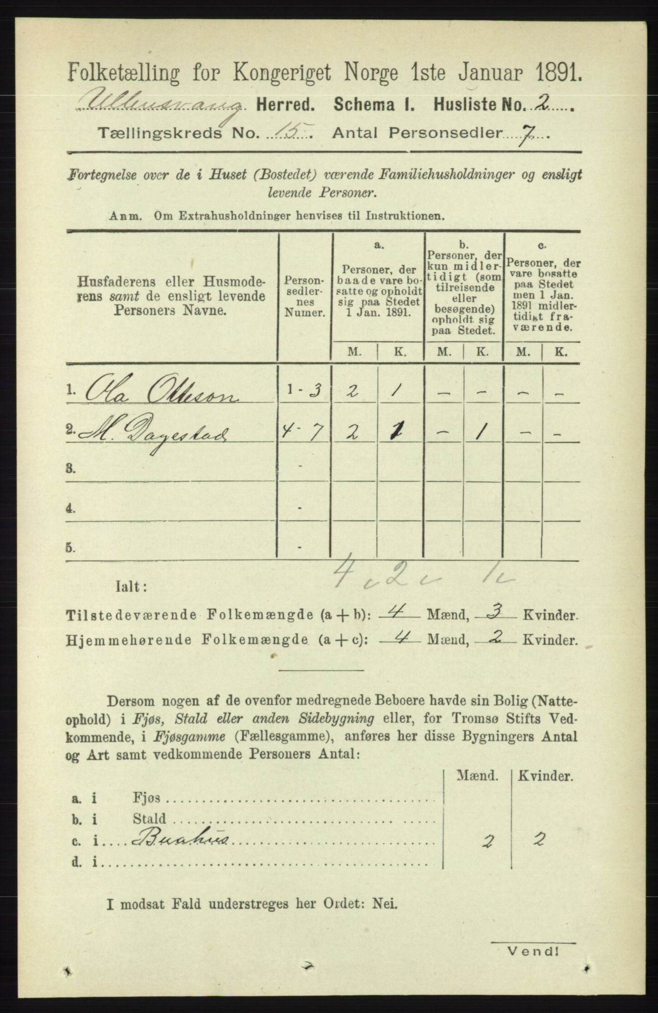 RA, 1891 census for 1230 Ullensvang, 1891, p. 5854