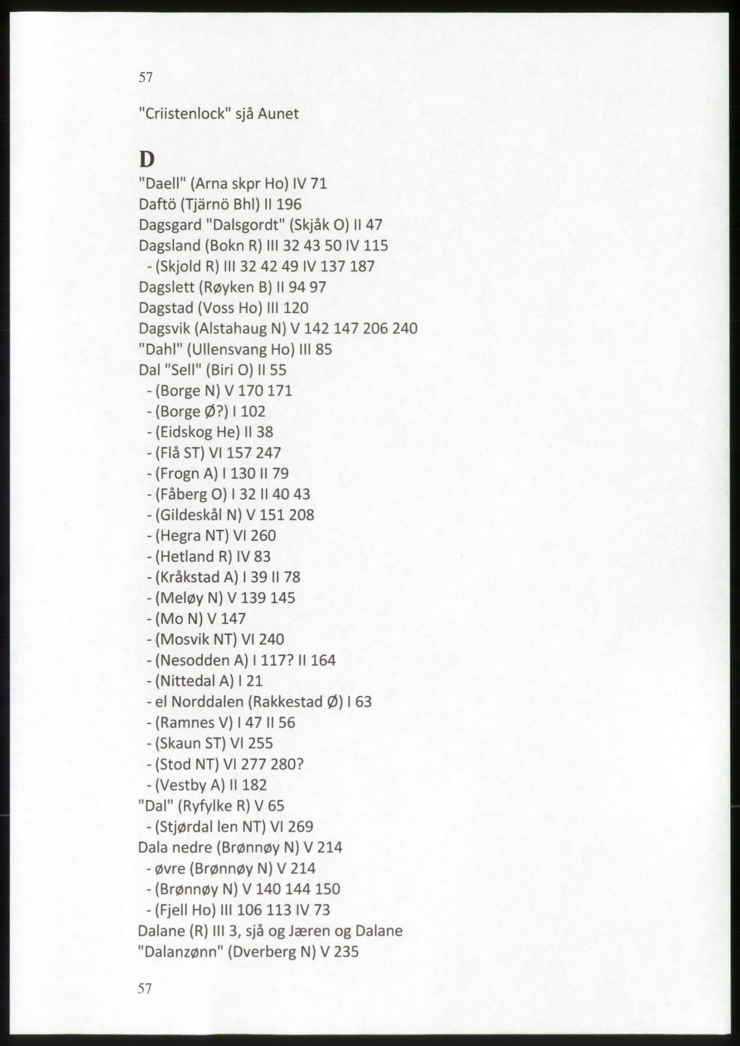 Publikasjoner utgitt av Arkivverket, PUBL/PUBL-001/C/0009: Stedsnavnregister, 1548-1567, p. 57
