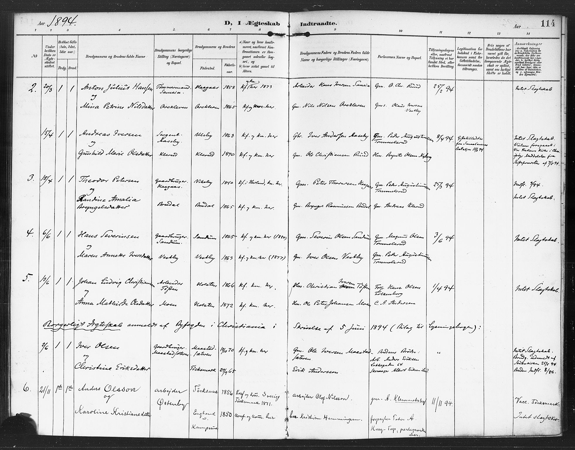 Rødenes prestekontor Kirkebøker, SAO/A-2005/F/Fa/L0010: Parish register (official) no. I 10, 1890-1900, p. 114