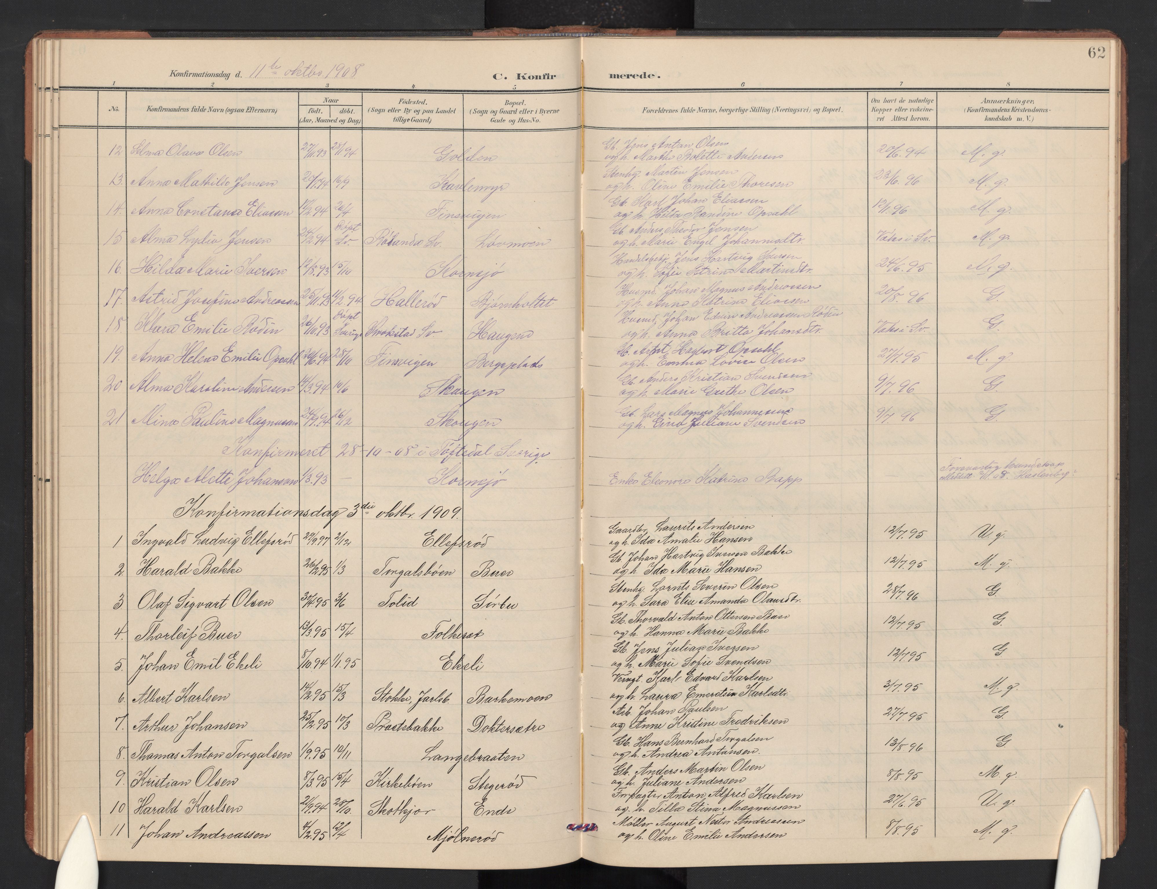 Idd prestekontor Kirkebøker, SAO/A-10911/G/Gc/L0001: Parish register (copy) no. III 1, 1901-1910, p. 62