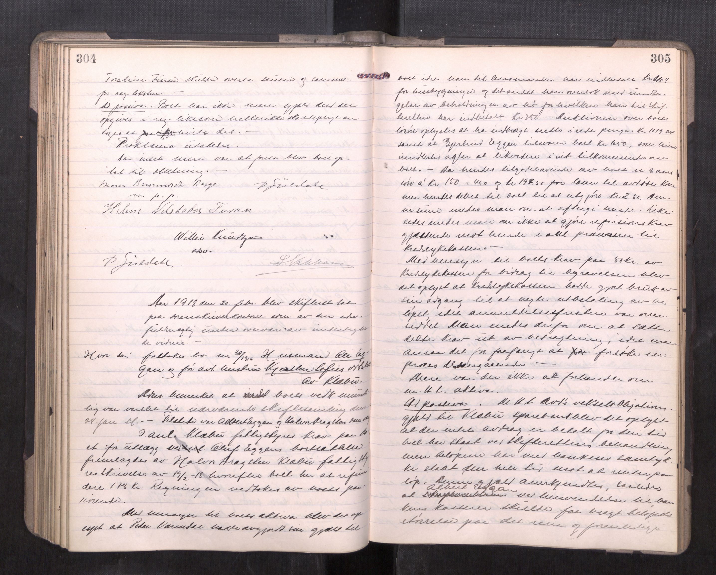 Strinda og Selbu sorenskriveri, AV/SAT-A-0015/3/3B/L0012: Skifteforhandlingsprot. 12, 1915-1919, p. 304-305