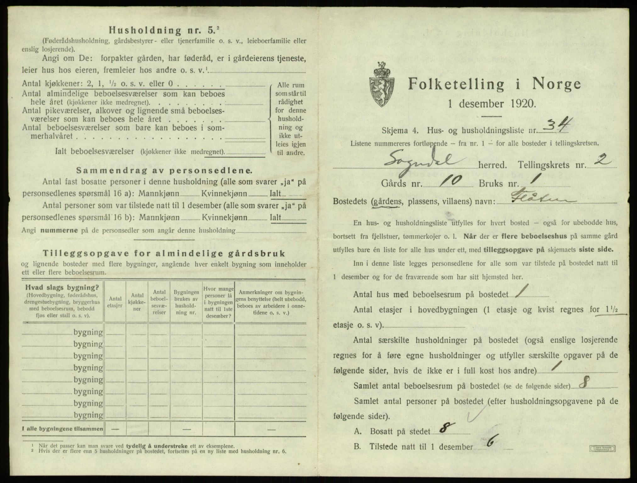 SAB, 1920 census for Sogndal, 1920, p. 202