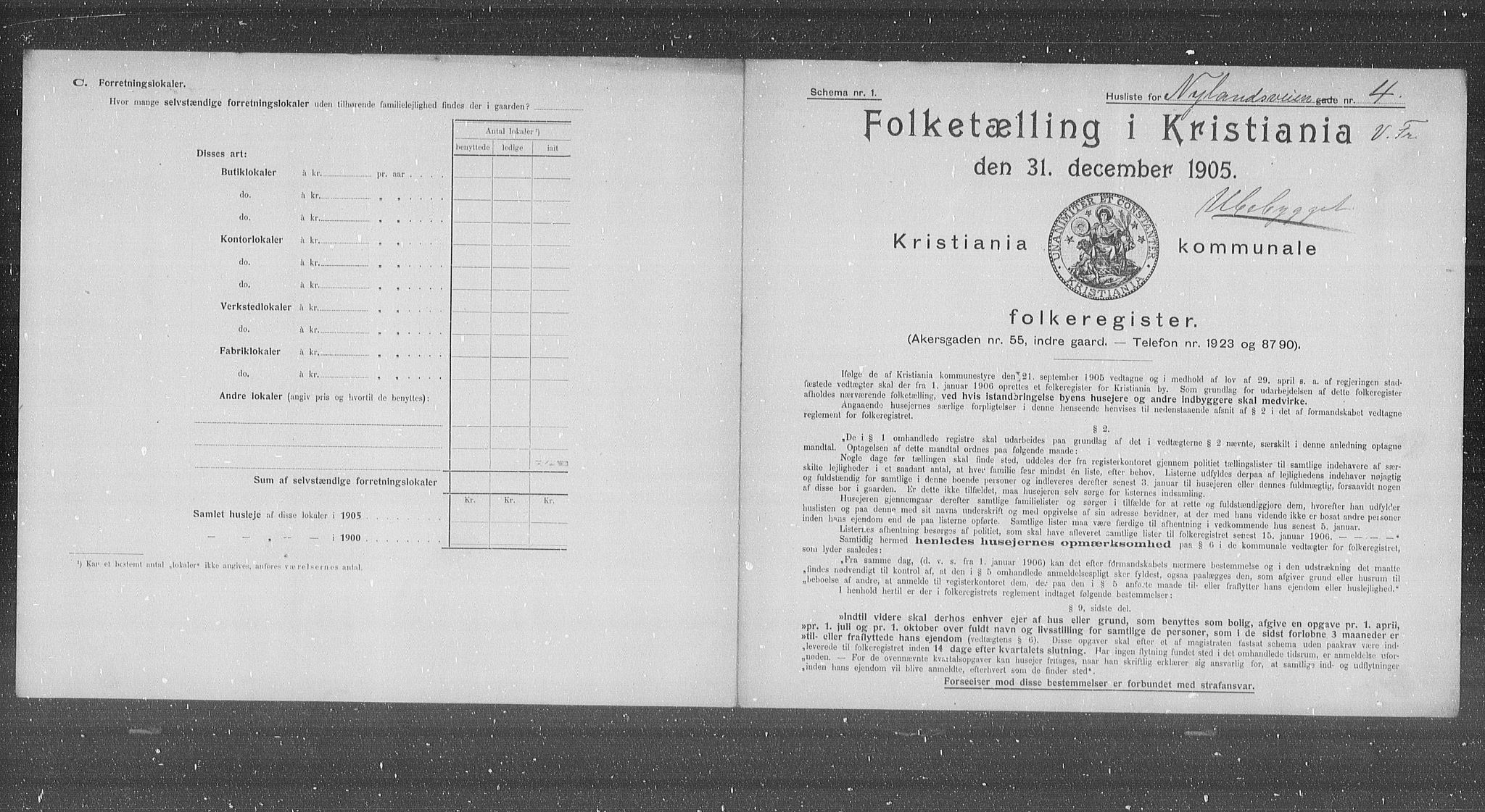 OBA, Municipal Census 1905 for Kristiania, 1905, p. 38982