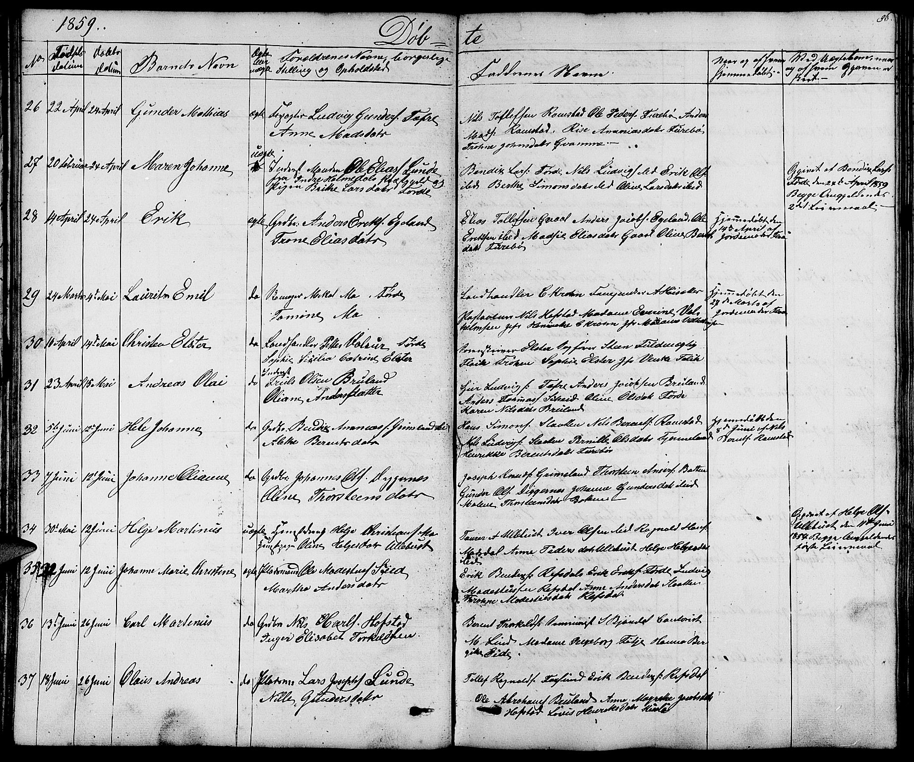 Førde sokneprestembete, AV/SAB-A-79901/H/Hab/Haba/L0001: Parish register (copy) no. A 1, 1853-1880, p. 36