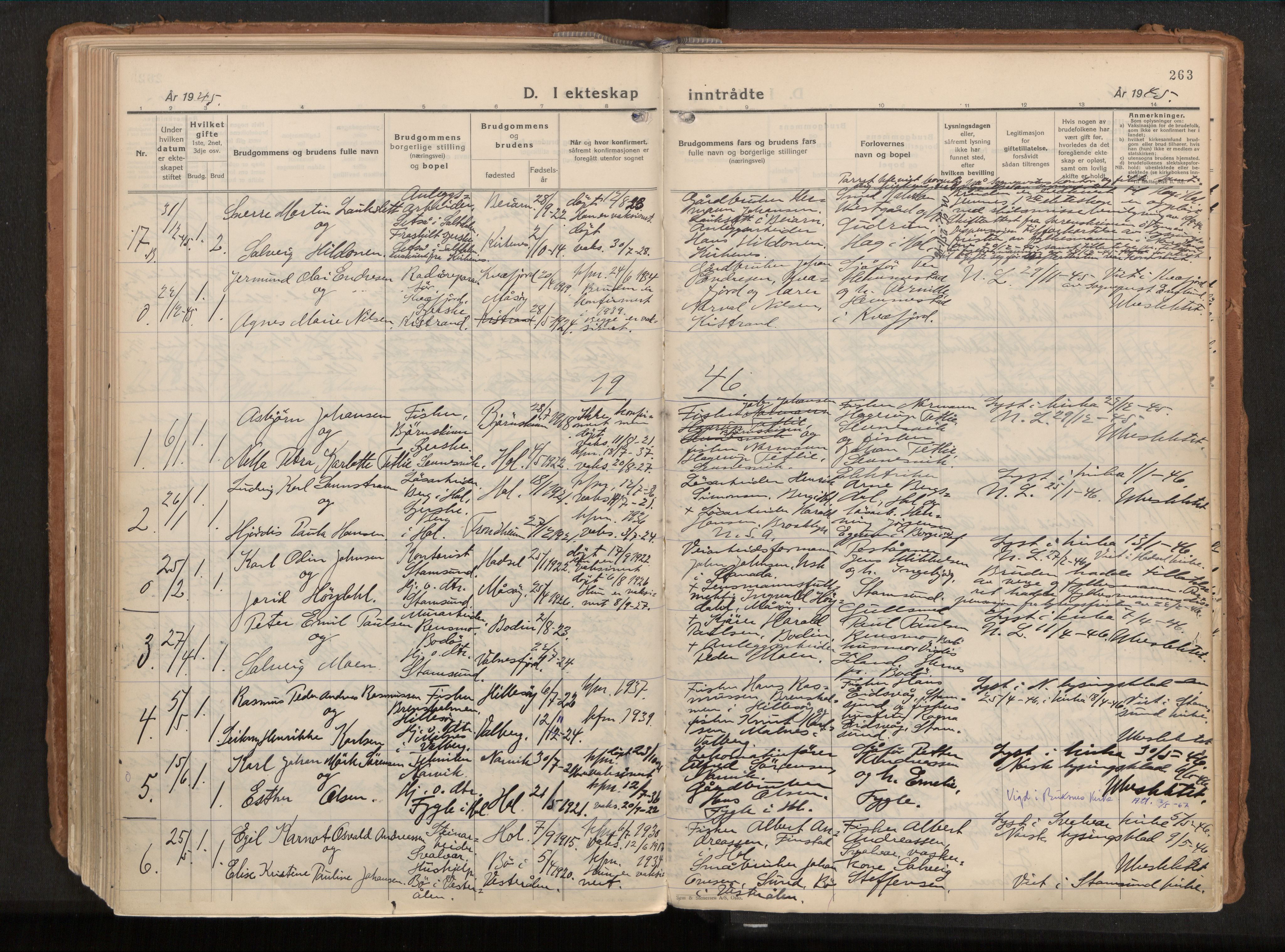 Ministerialprotokoller, klokkerbøker og fødselsregistre - Nordland, SAT/A-1459/882/L1182: Parish register (official) no. 882A04, 1932-1950, p. 263