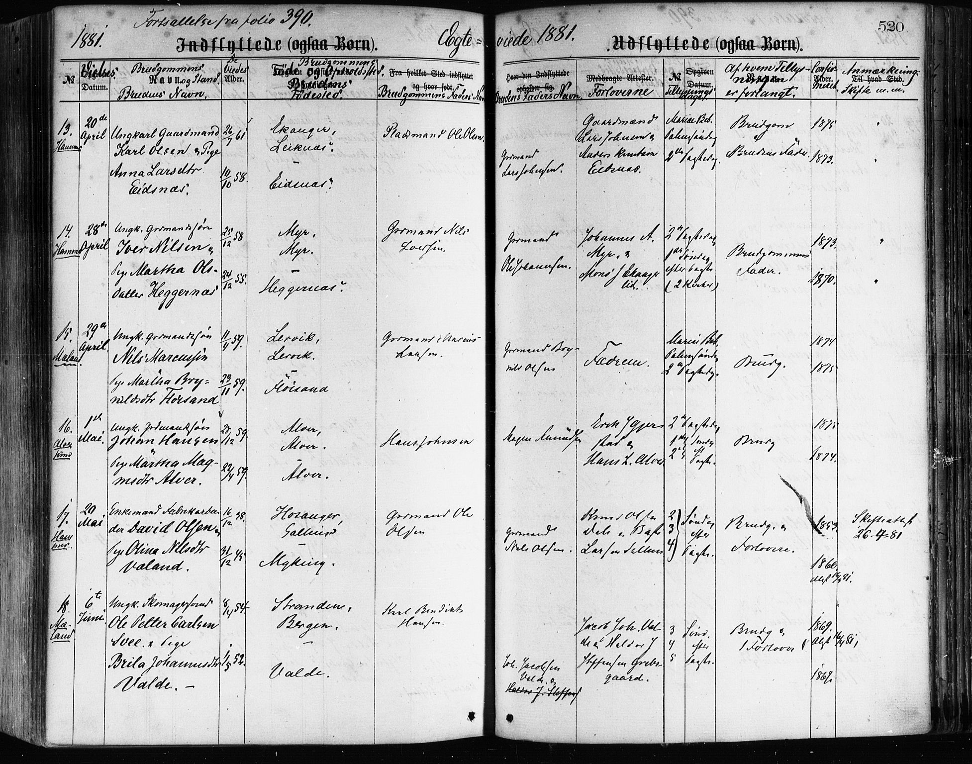 Hamre sokneprestembete, AV/SAB-A-75501/H/Ha/Haa/Haaa/L0015: Parish register (official) no. A 15, 1870-1881, p. 520