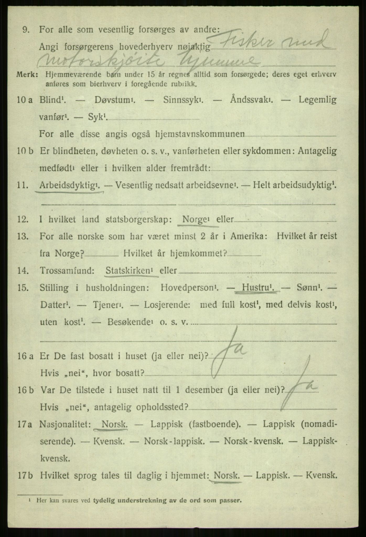 SATØ, 1920 census for Hillesøy, 1920, p. 4662