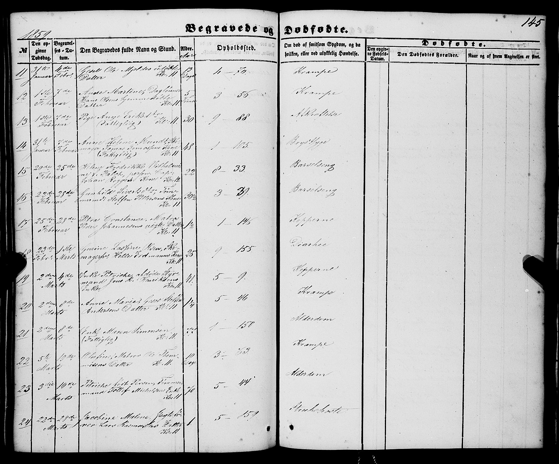 Nykirken Sokneprestembete, SAB/A-77101/H/Haa/L0042: Parish register (official) no. E 2, 1850-1868, p. 145