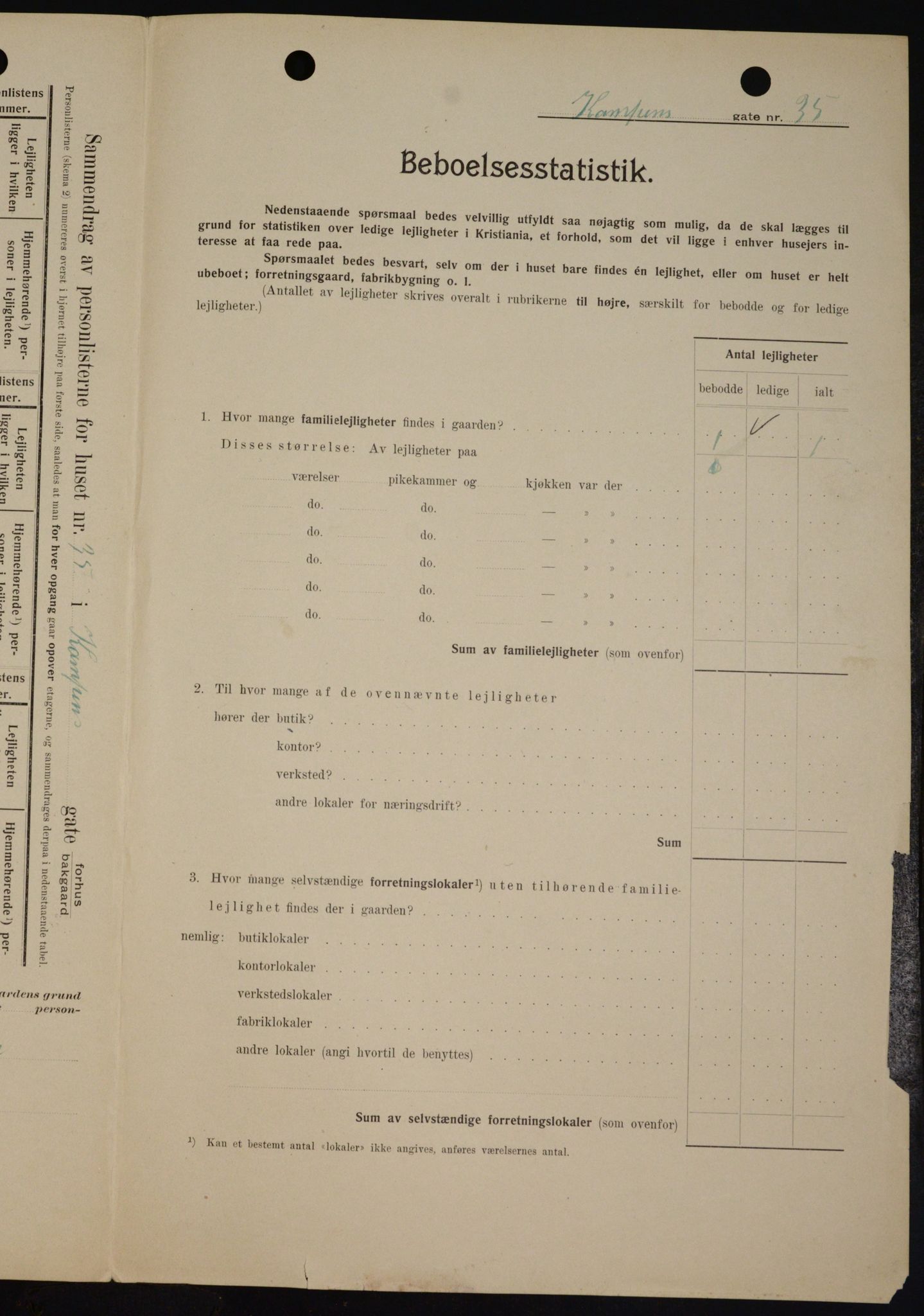 OBA, Municipal Census 1909 for Kristiania, 1909, p. 43851