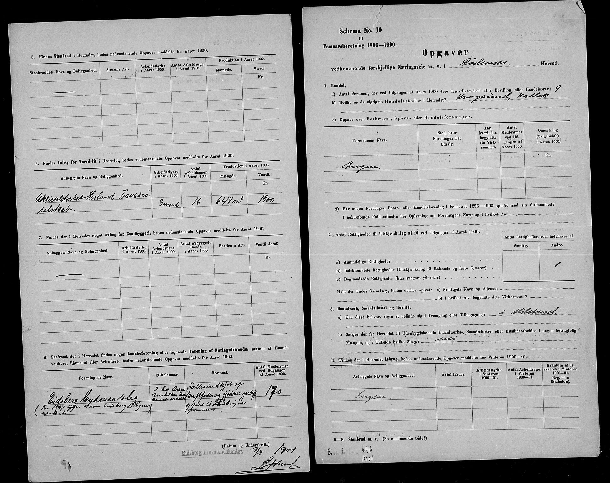 Statistisk sentralbyrå, Næringsøkonomiske emner, Generelt - Amtmennenes femårsberetninger, AV/RA-S-2233/F/Fa/L0092: --, 1896-1900, p. 199