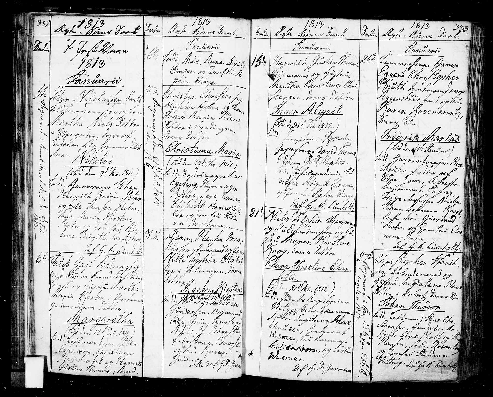 Oslo domkirke Kirkebøker, SAO/A-10752/F/Fa/L0006: Parish register (official) no. 6, 1807-1817, p. 332-333