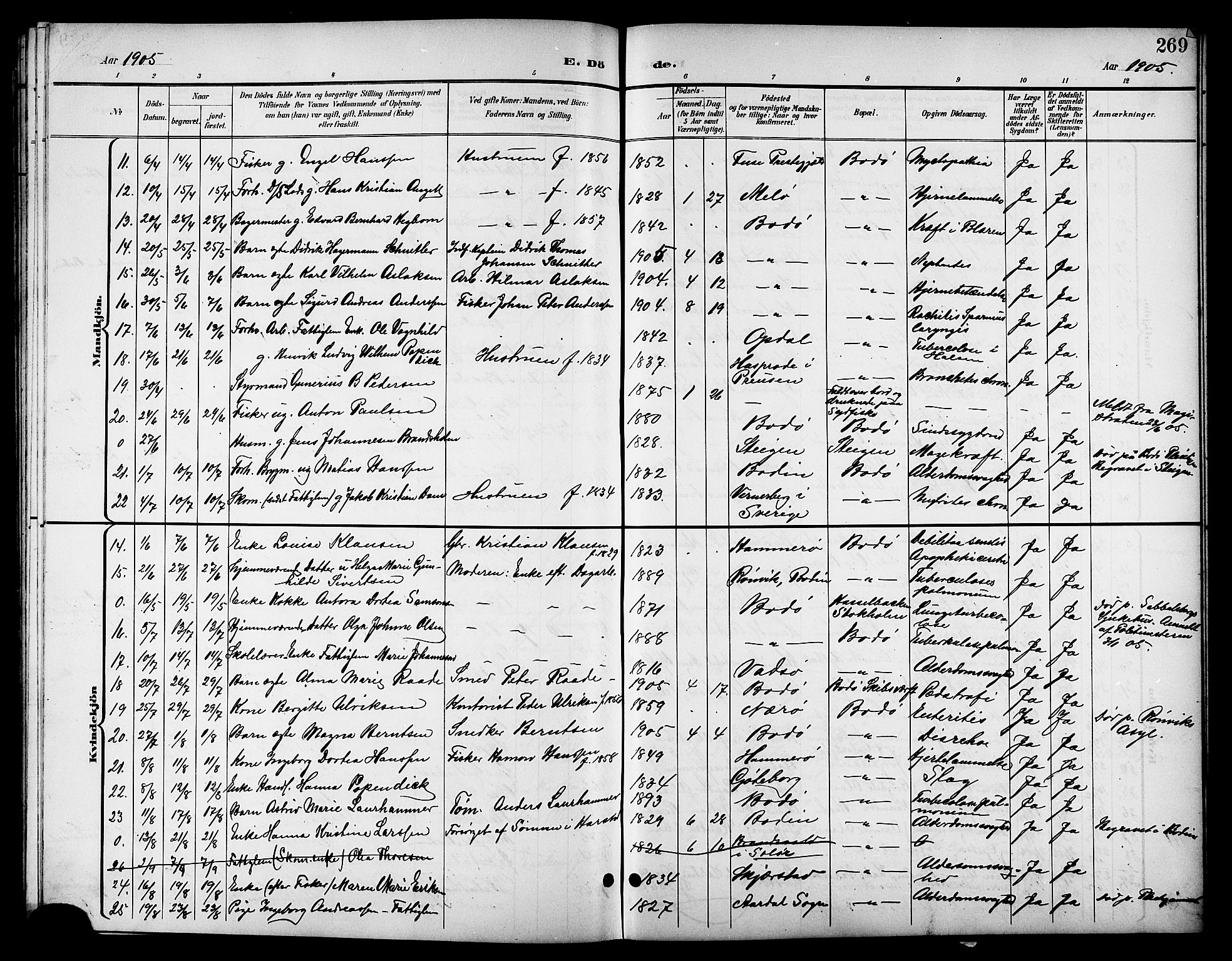 Ministerialprotokoller, klokkerbøker og fødselsregistre - Nordland, SAT/A-1459/801/L0033: Parish register (copy) no. 801C08, 1898-1910, p. 269