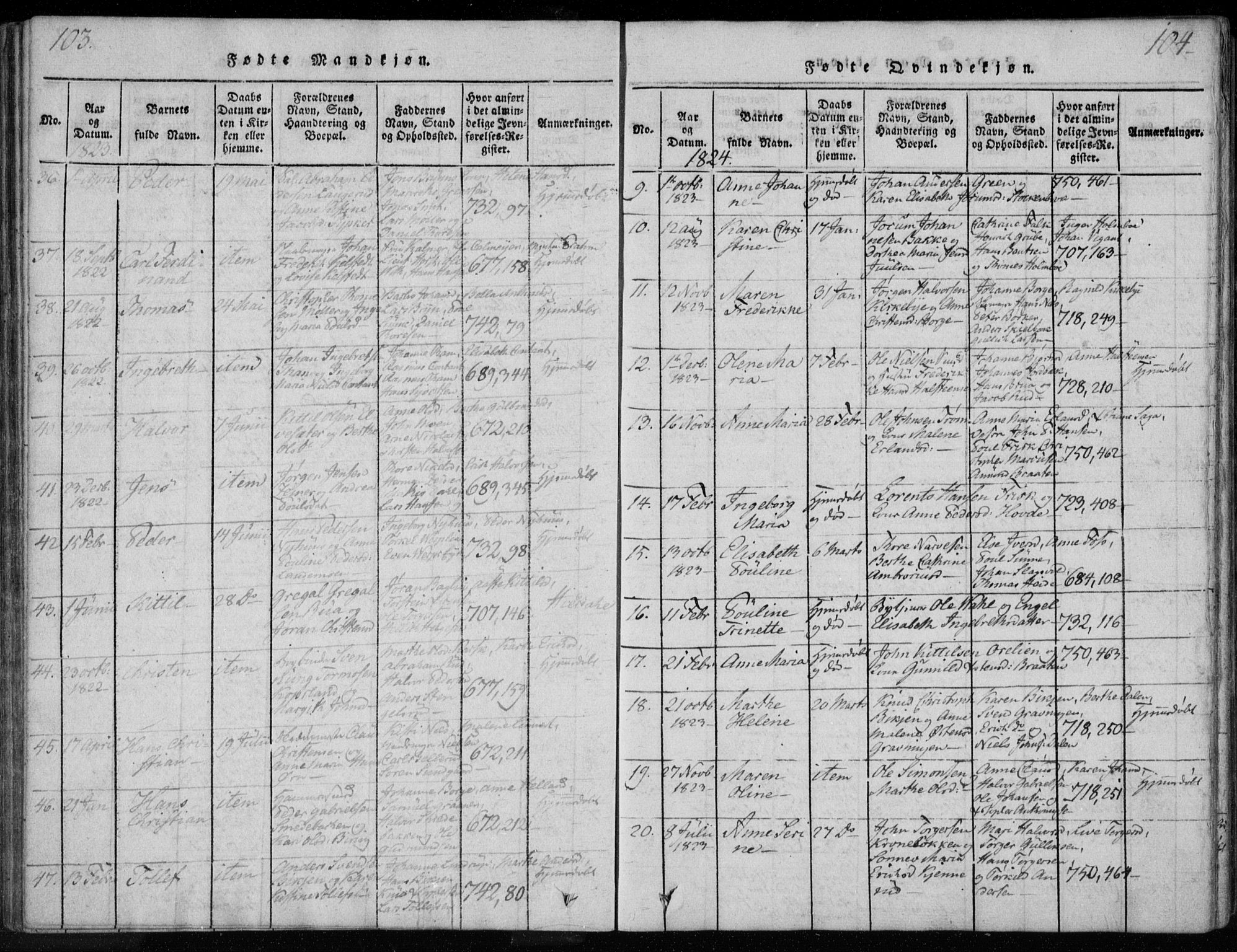 Kongsberg kirkebøker, SAKO/A-22/F/Fa/L0008: Parish register (official) no. I 8, 1816-1839, p. 103-104