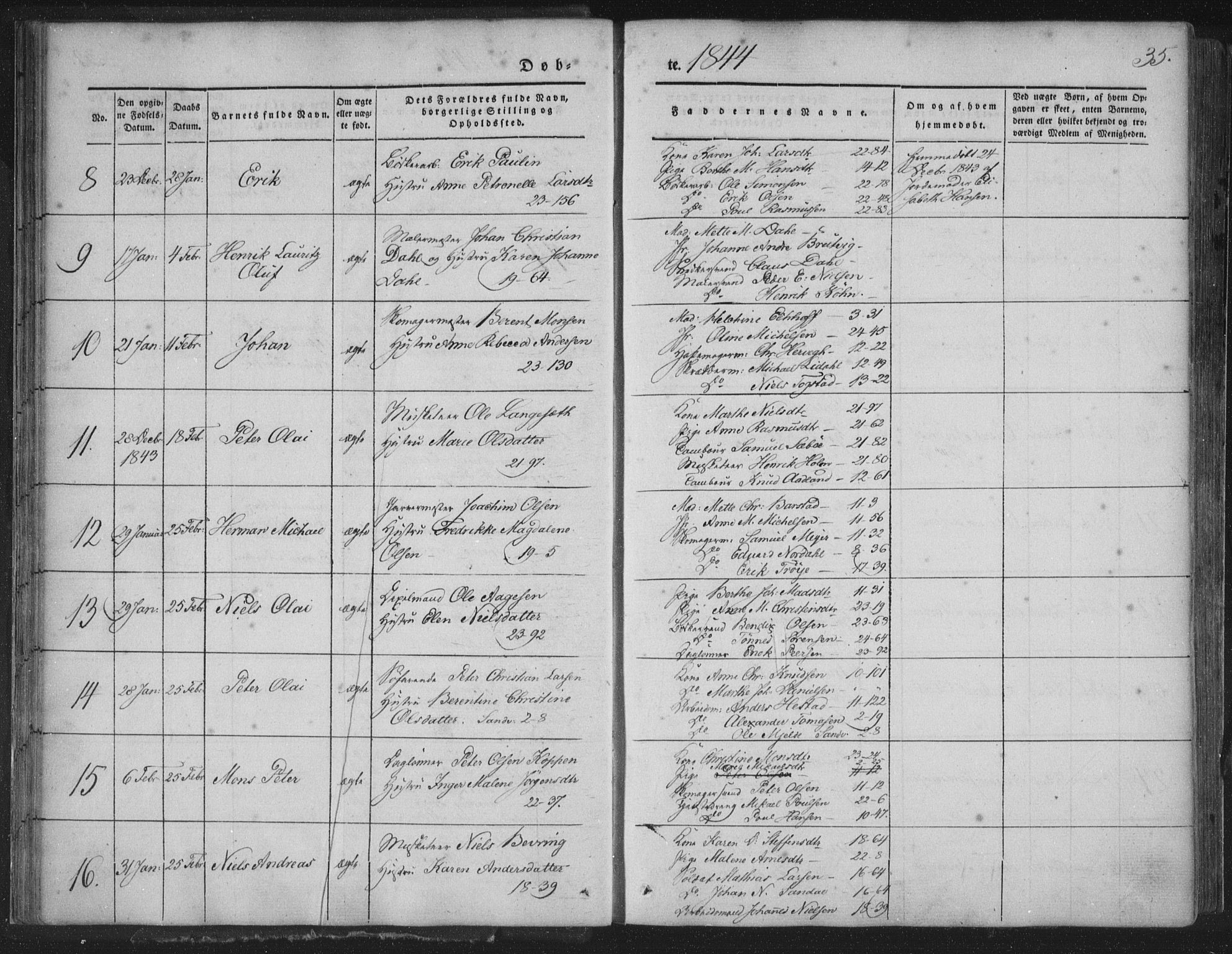 Korskirken sokneprestembete, SAB/A-76101/H/Haa/L0016: Parish register (official) no. B 2, 1841-1851, p. 35