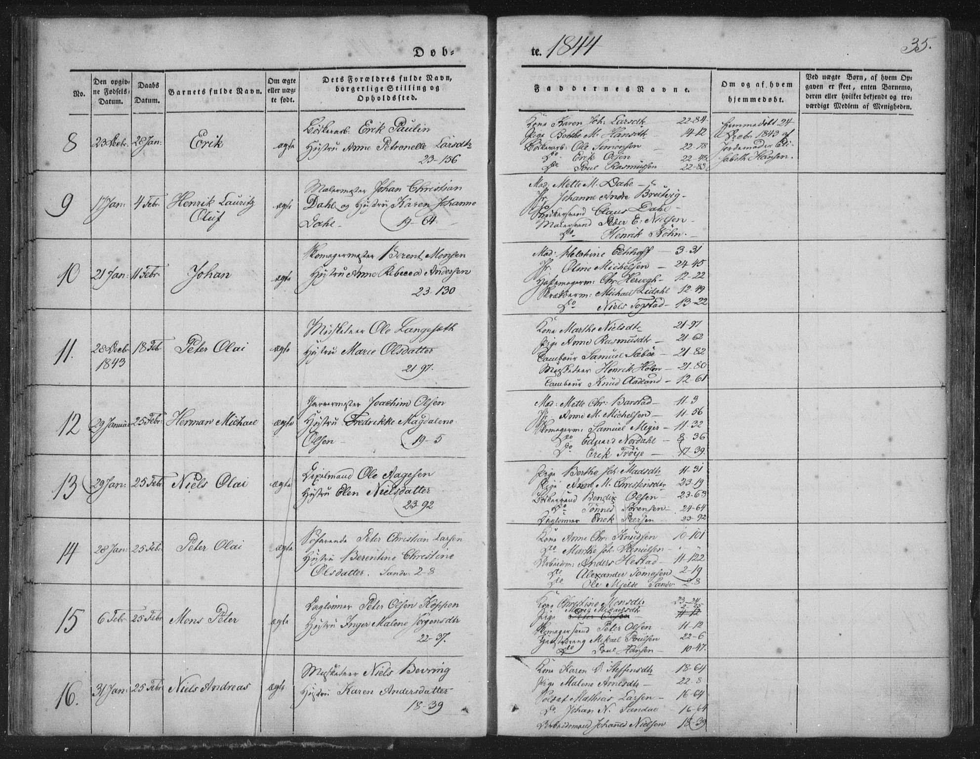 Korskirken sokneprestembete, AV/SAB-A-76101/H/Haa/L0016: Parish register (official) no. B 2, 1841-1851, p. 35