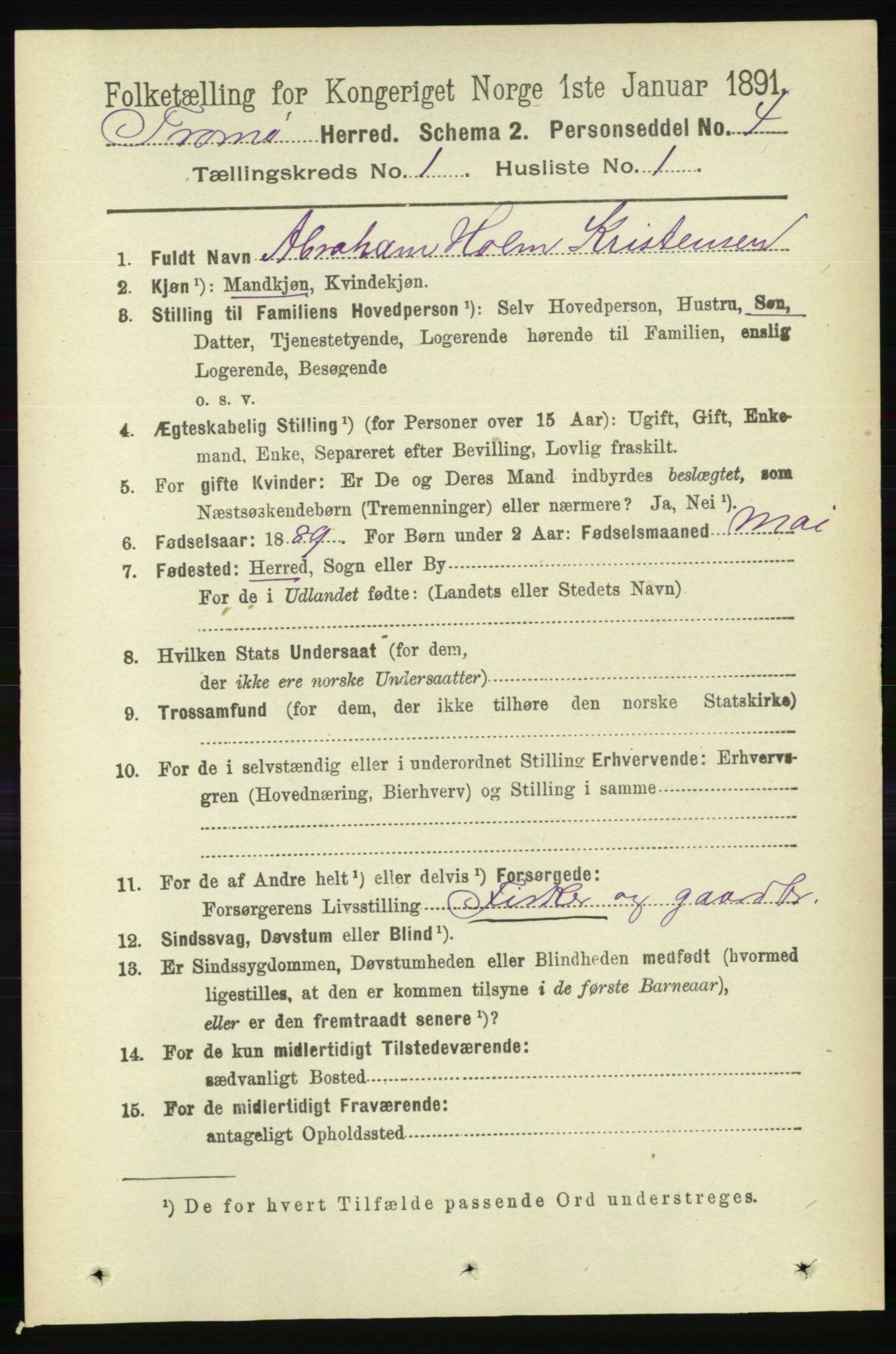 RA, 1891 census for 0921 Tromøy, 1891, p. 87