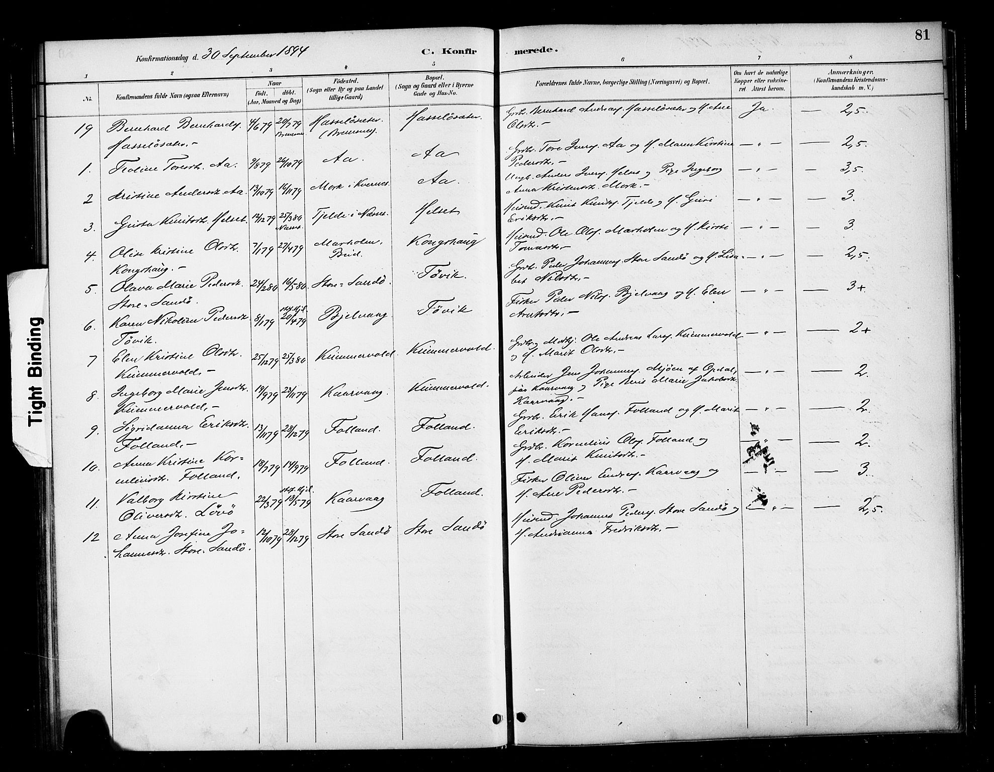 Ministerialprotokoller, klokkerbøker og fødselsregistre - Møre og Romsdal, AV/SAT-A-1454/570/L0832: Parish register (official) no. 570A06, 1885-1900, p. 81