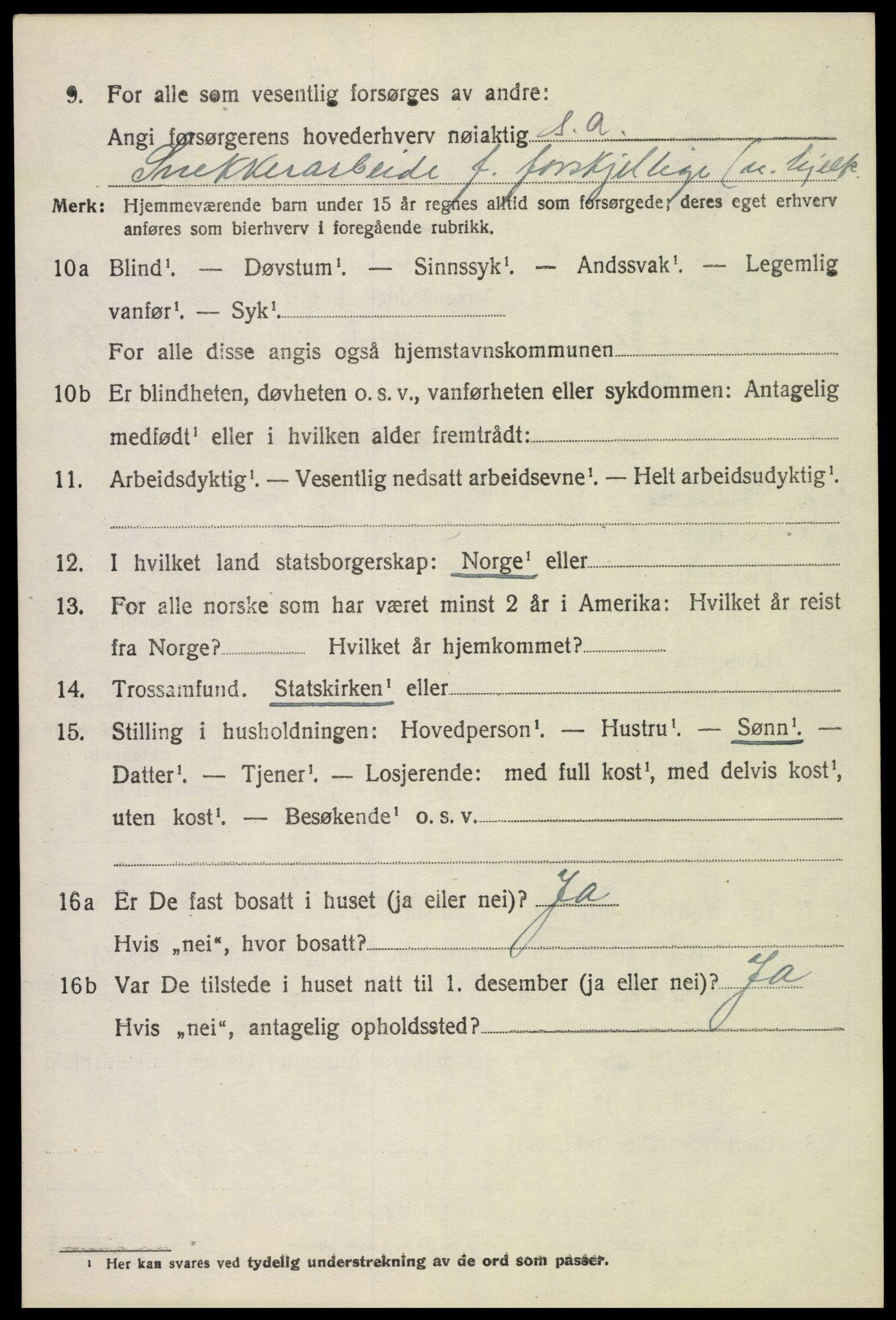 SAH, 1920 census for Vinger, 1920, p. 8793