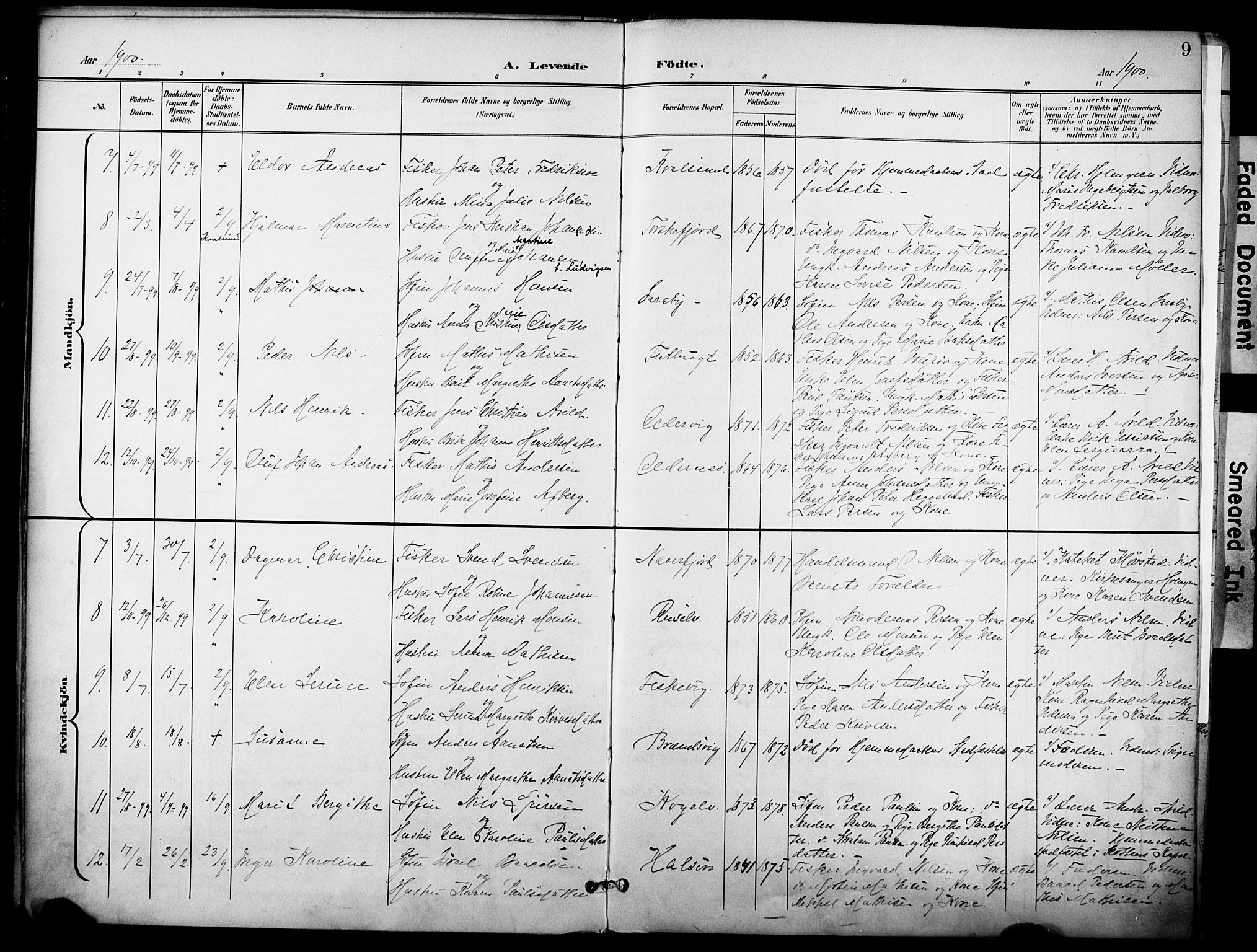 Hammerfest sokneprestkontor, SATØ/S-1347/H/Ha/L0012.kirke: Parish register (official) no. 12, 1898-1908, p. 9