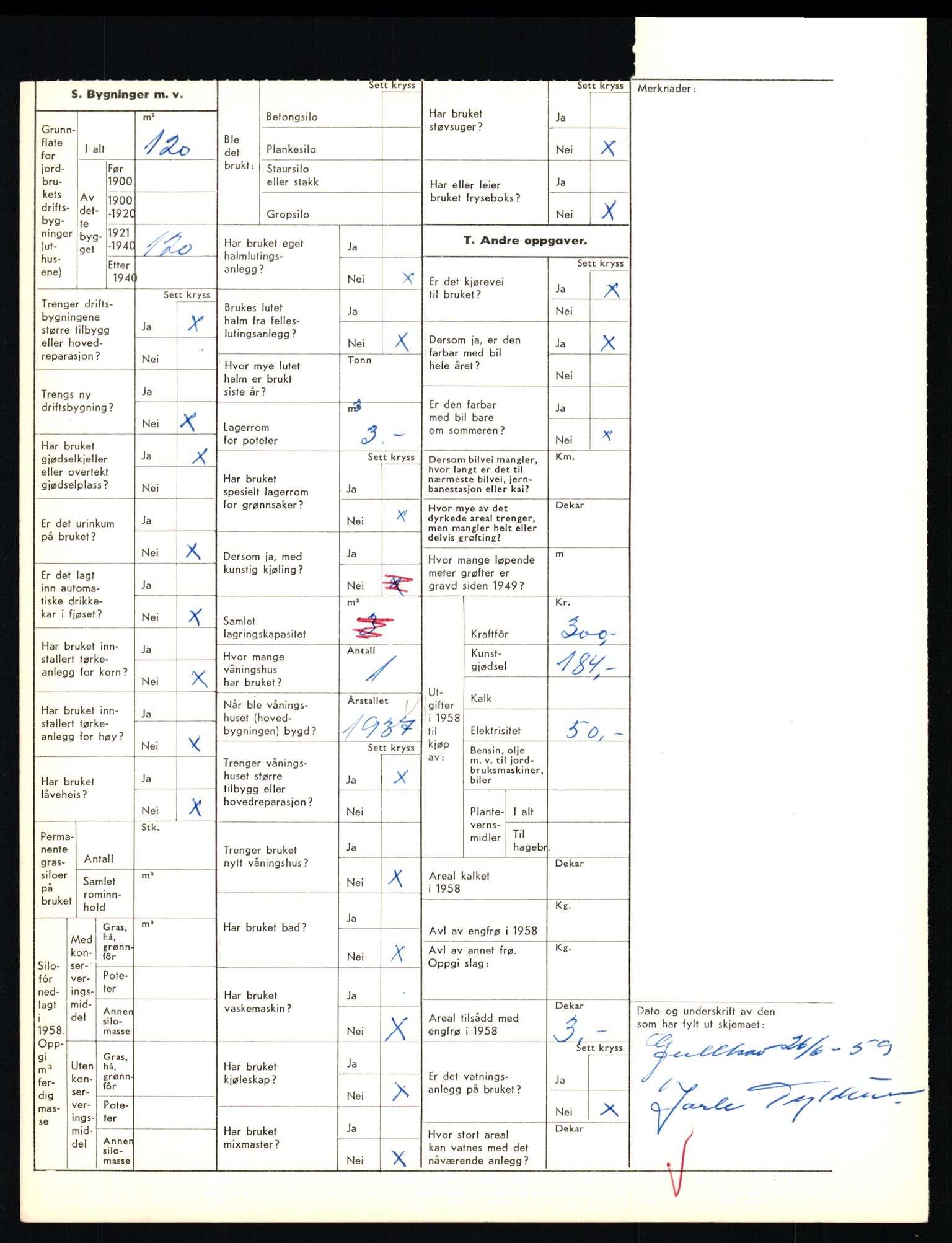 Statistisk sentralbyrå, Næringsøkonomiske emner, Jordbruk, skogbruk, jakt, fiske og fangst, AV/RA-S-2234/G/Gd/L0655: Troms: 1924 Målselv (kl. 4-10), 1959, p. 1180