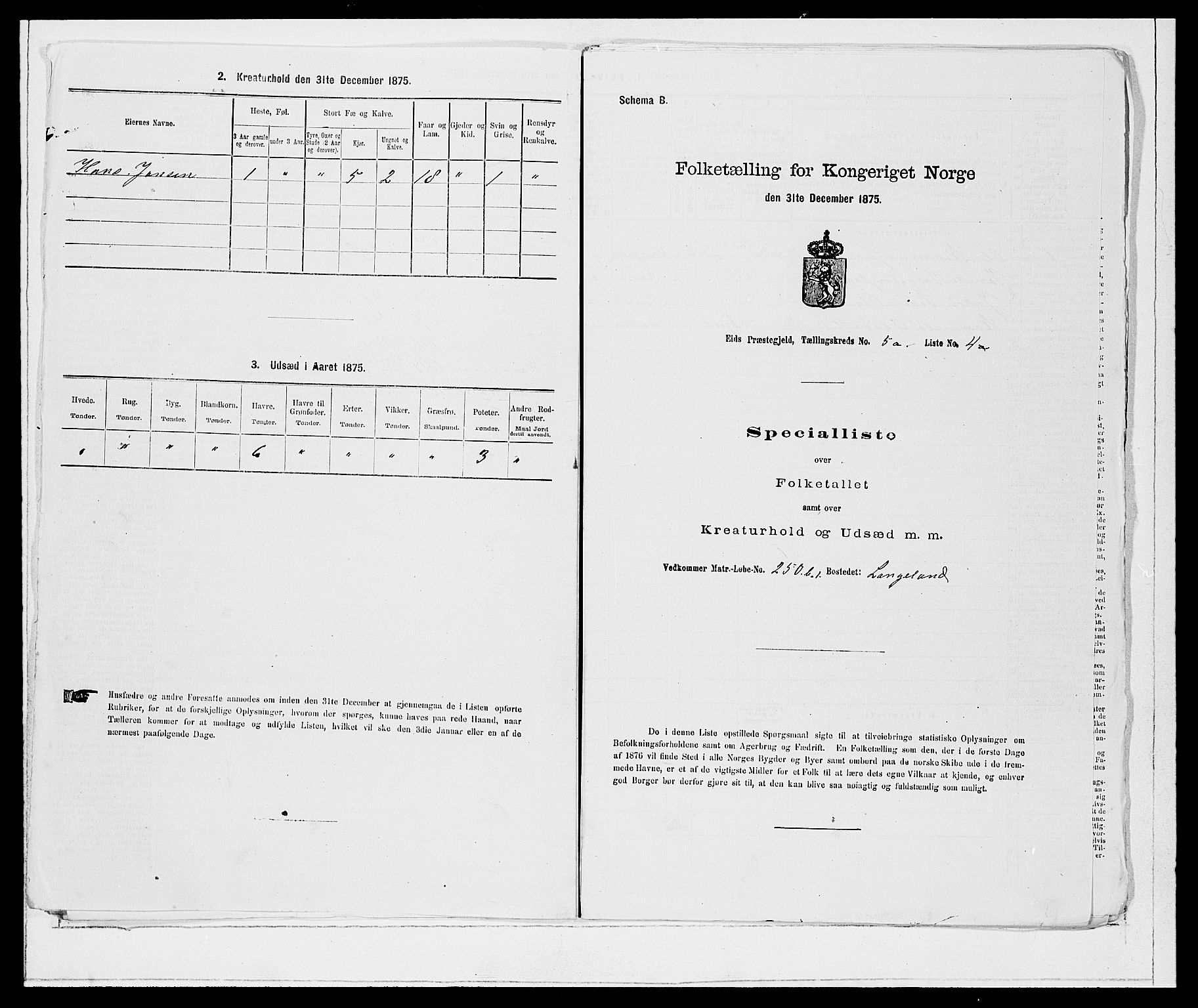 SAB, 1875 Census for 1443P Eid, 1875, p. 446